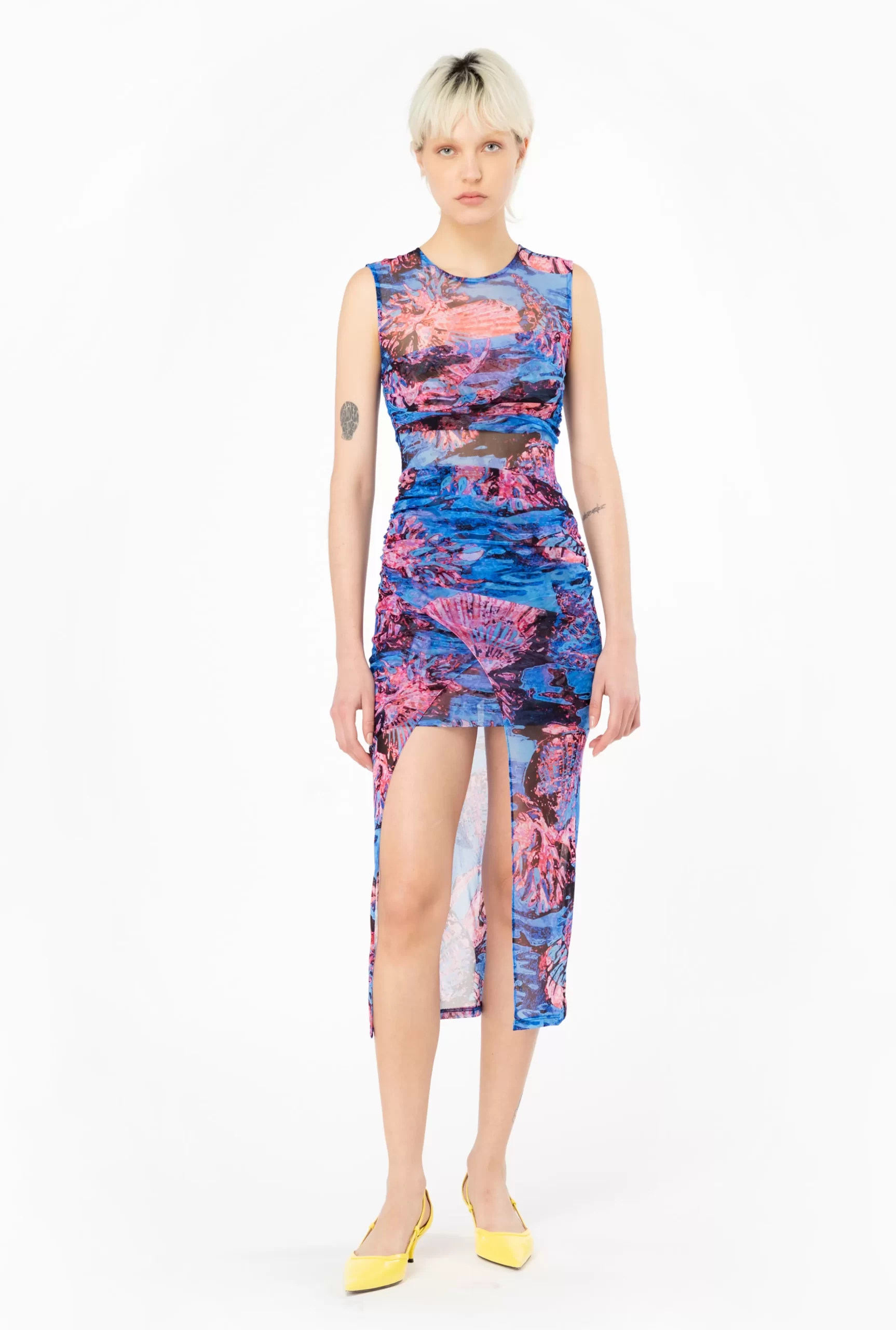 PINKO Mesh Dress With Chemical Sea Print Shop