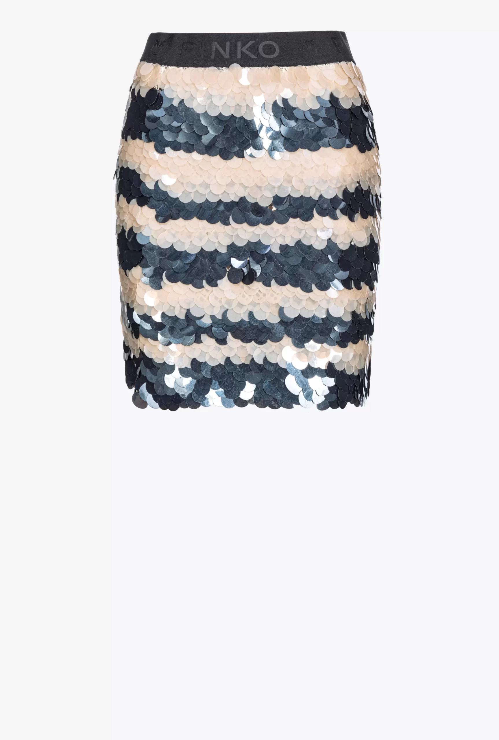 PINKO Mesh Mini Skirt With Sequinned Stripes Best Sale