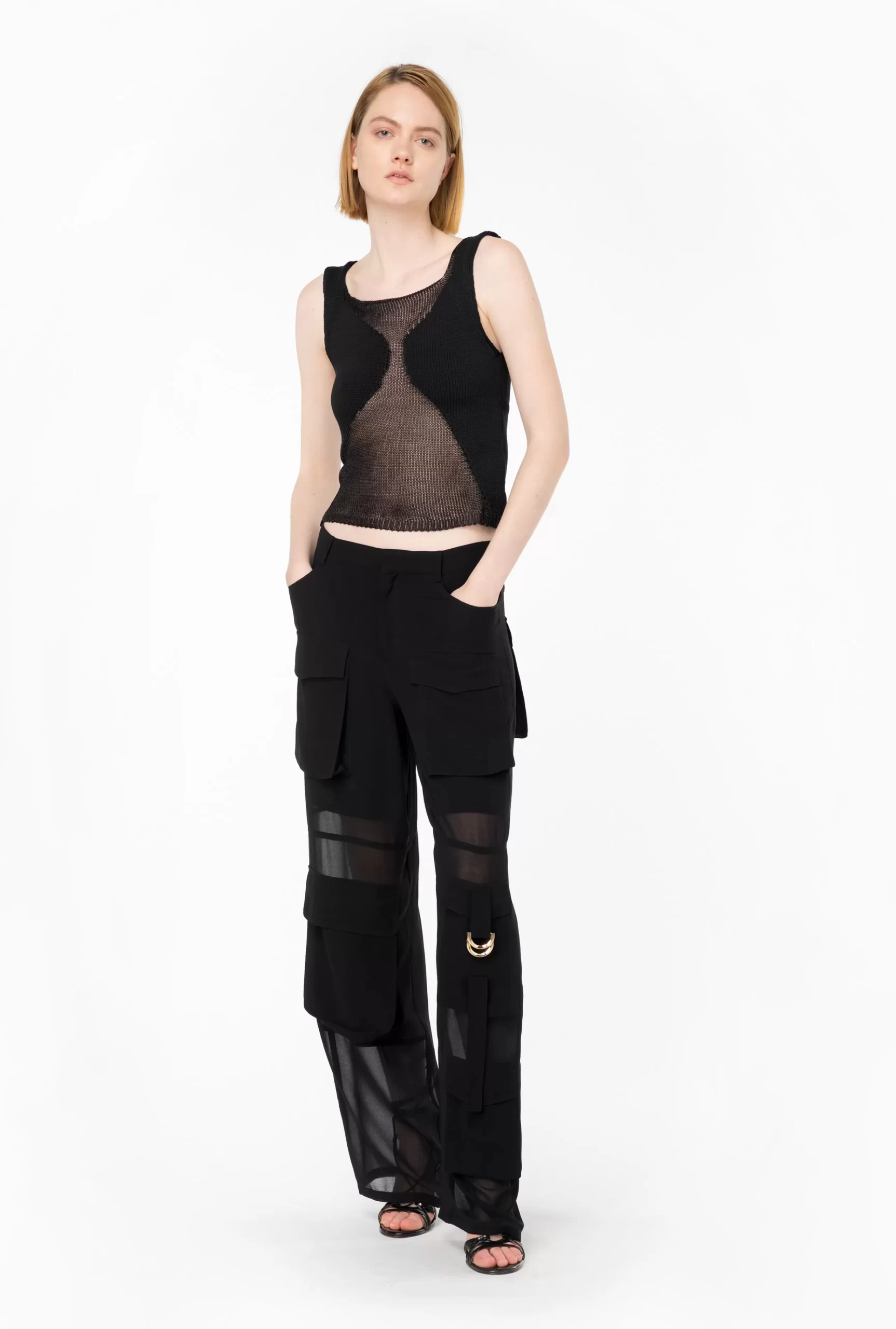 PINKO Mesh Top With Transparent Patch Outlet