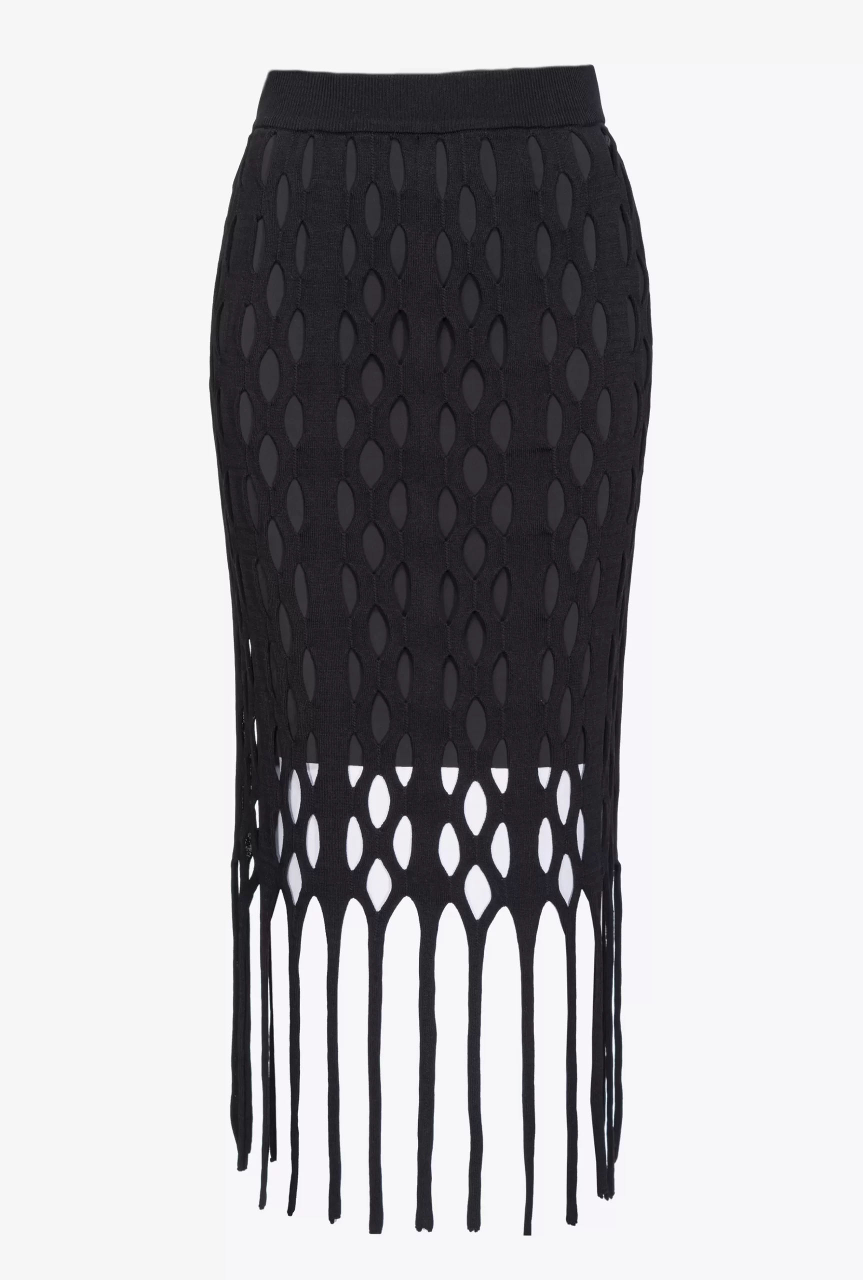 PINKO Mesh-effect Midi Skirt With Fringing Store