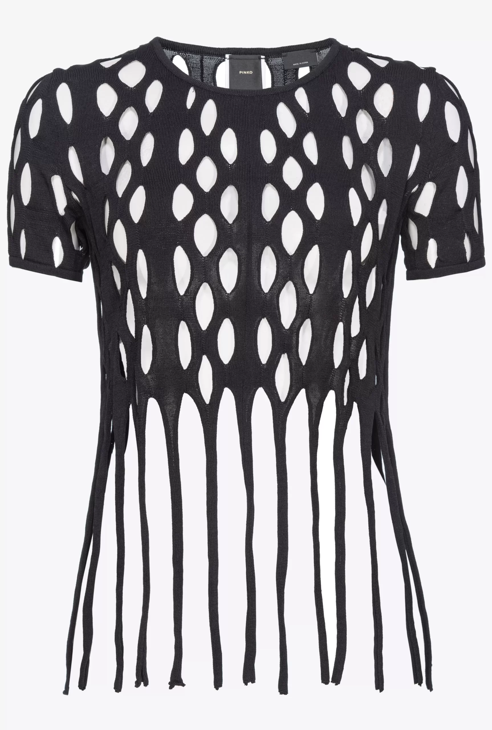 PINKO Mesh-effect Top With Fringing Best Sale