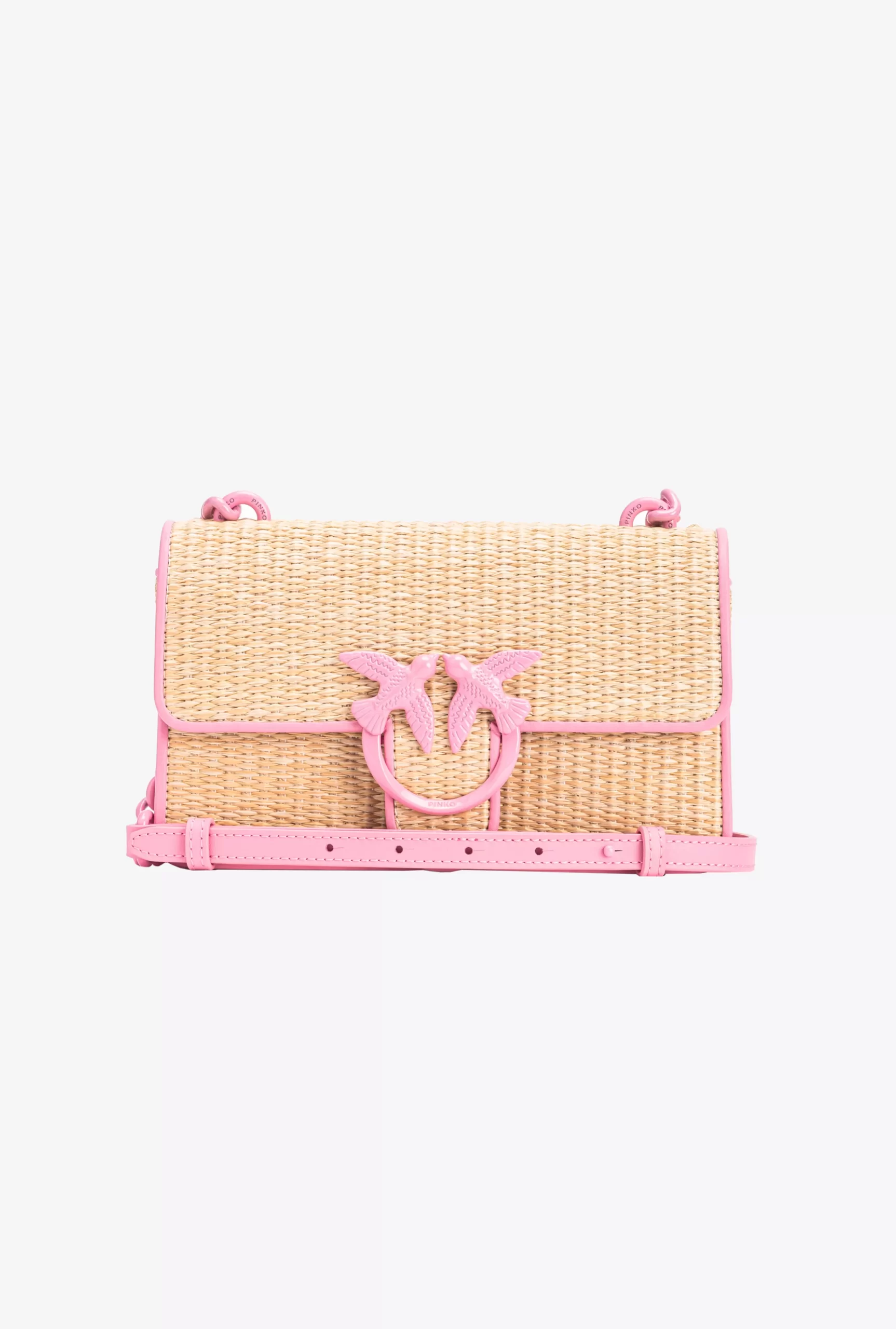 PINKO Mini Love Bag Light In Raffia And Leather Best Sale