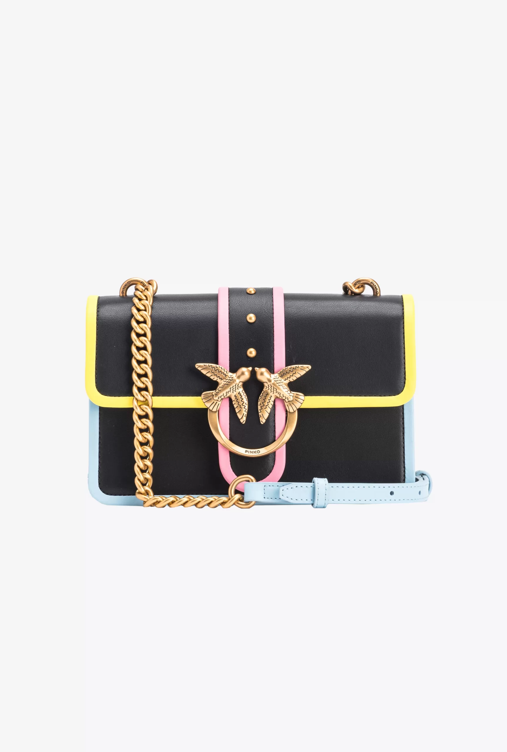 PINKO Mini Love Bag One In Leather With Multicoloured Edging Hot