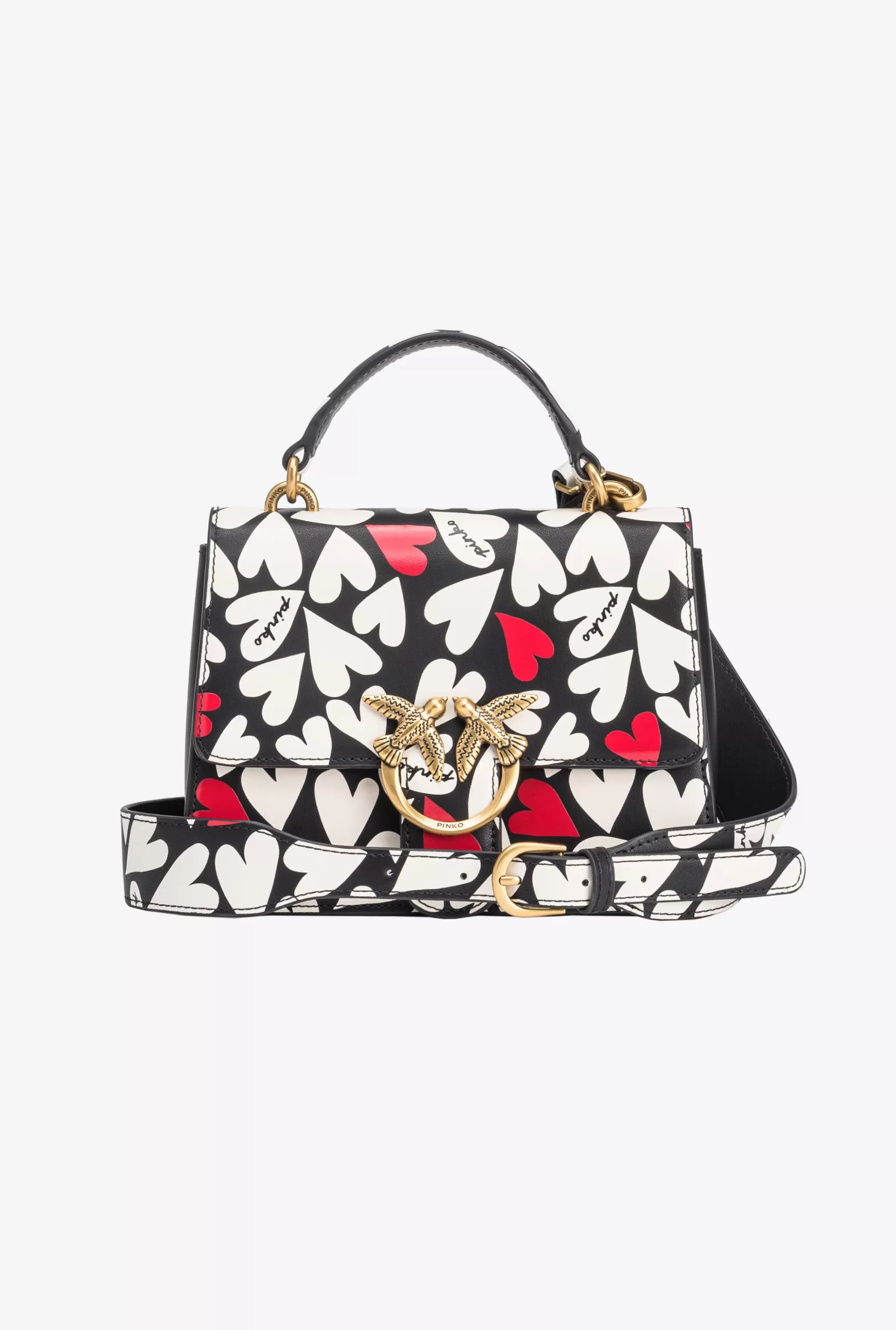 PINKO Mini Love Bag Top Handle Light With Heart Print Clearance