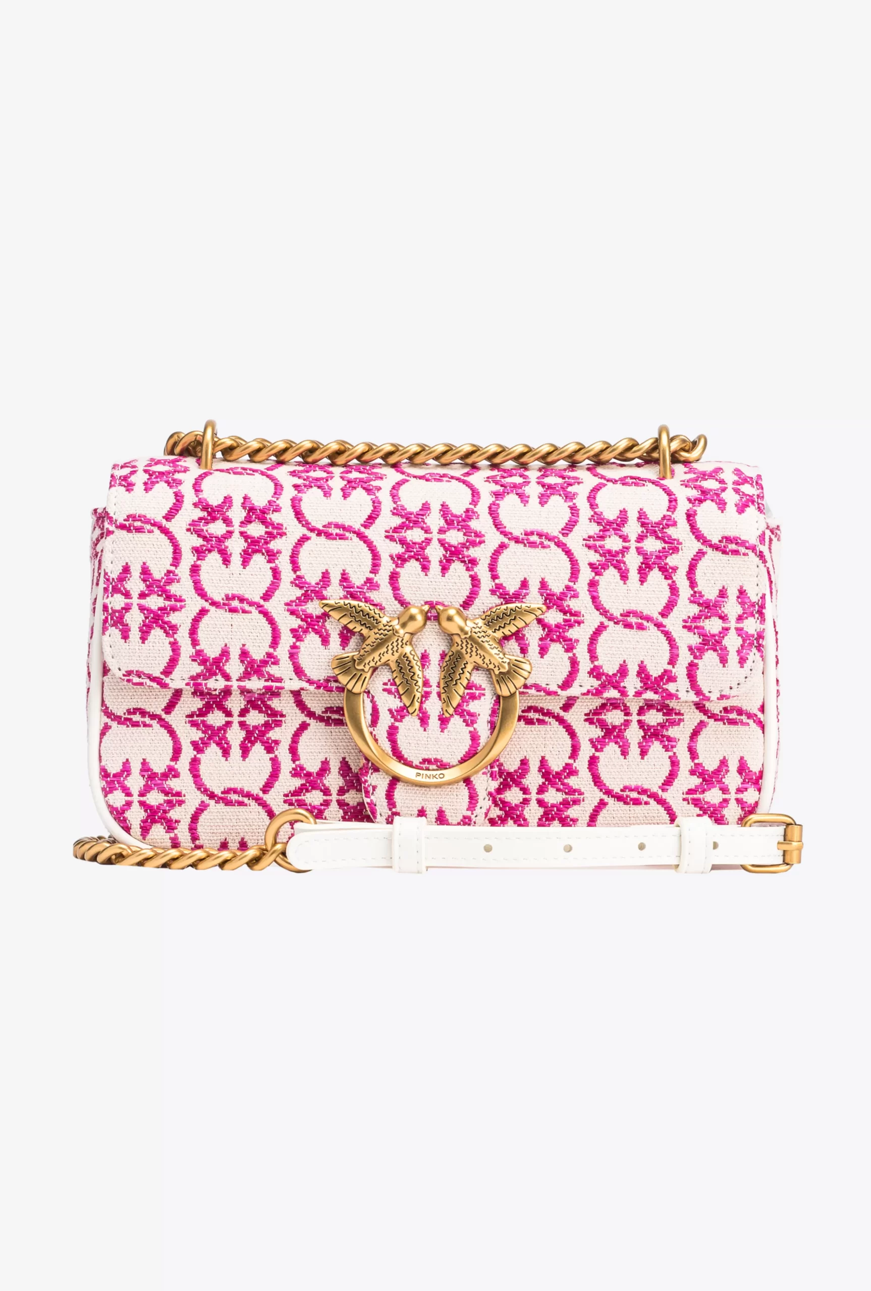 PINKO Mini Love Bag With Shoulder Strap And Jacquard Logo Outlet