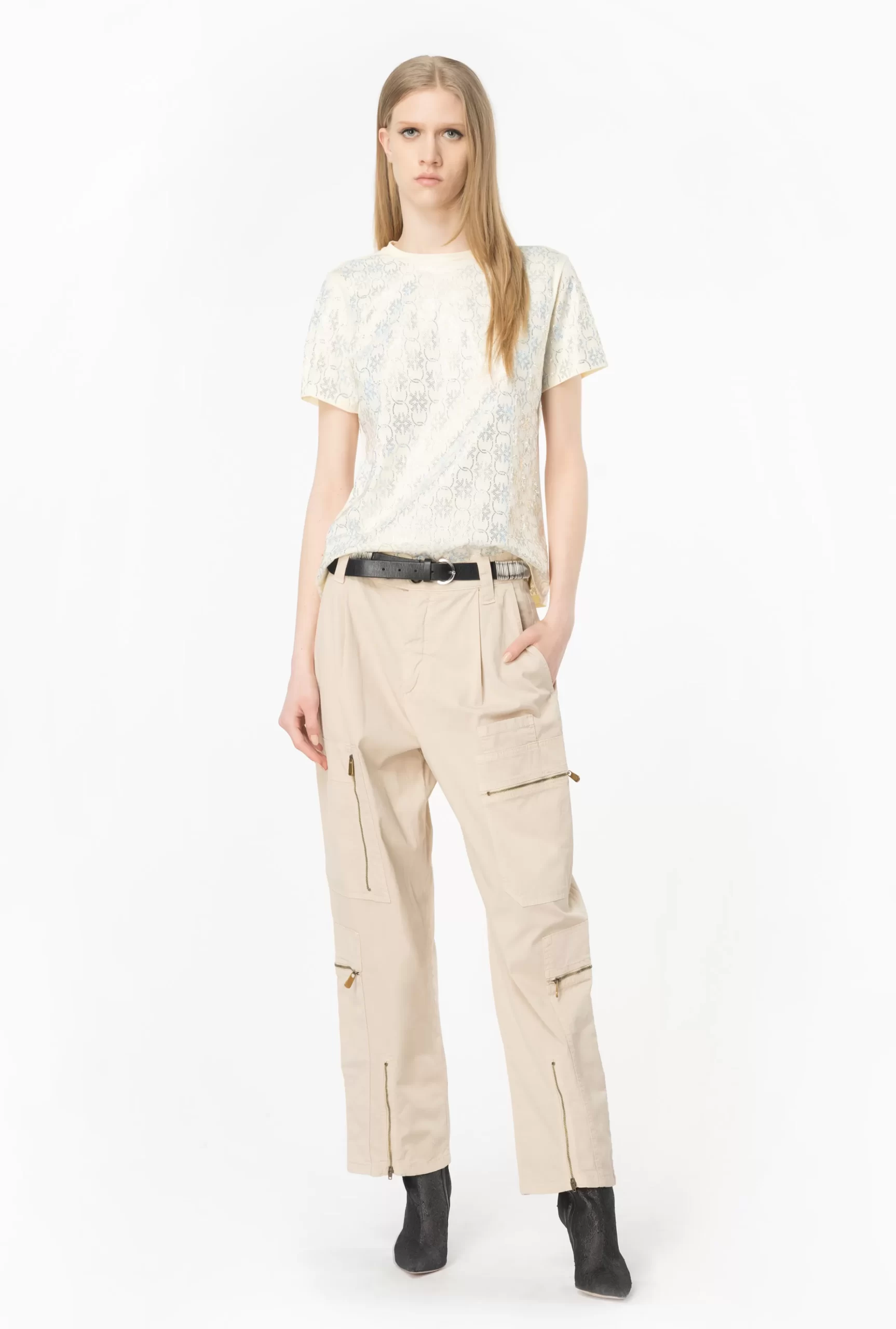 PINKO Multi-pocket Trousers In Stretch Tricotine Shop