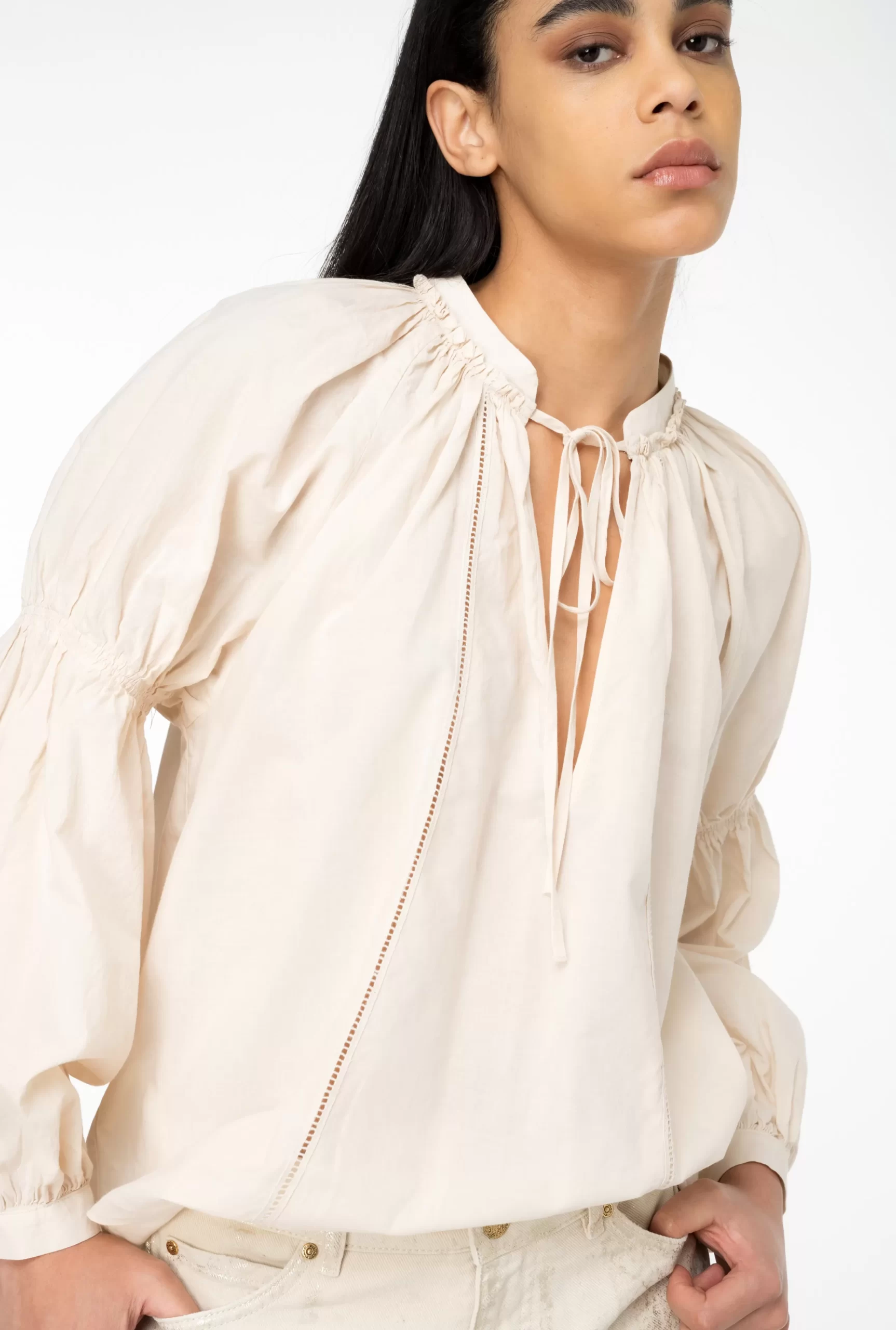 PINKO Muslin Blouse With Openwork Embroidery Outlet