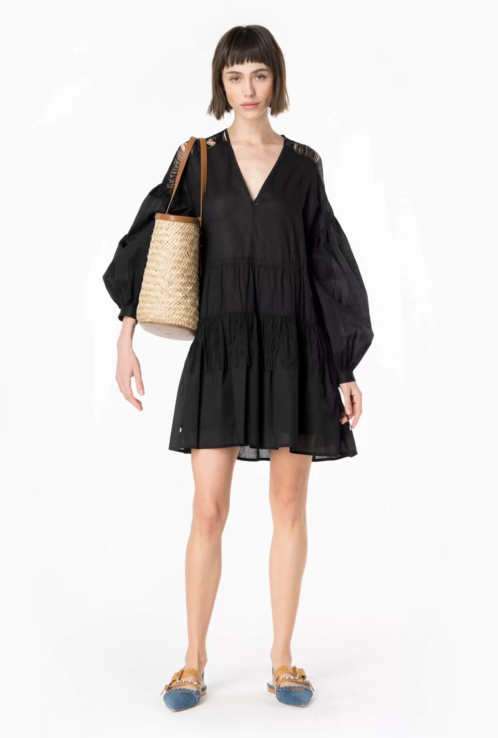 PINKO Muslin Mini Dress With Fringing Clearance