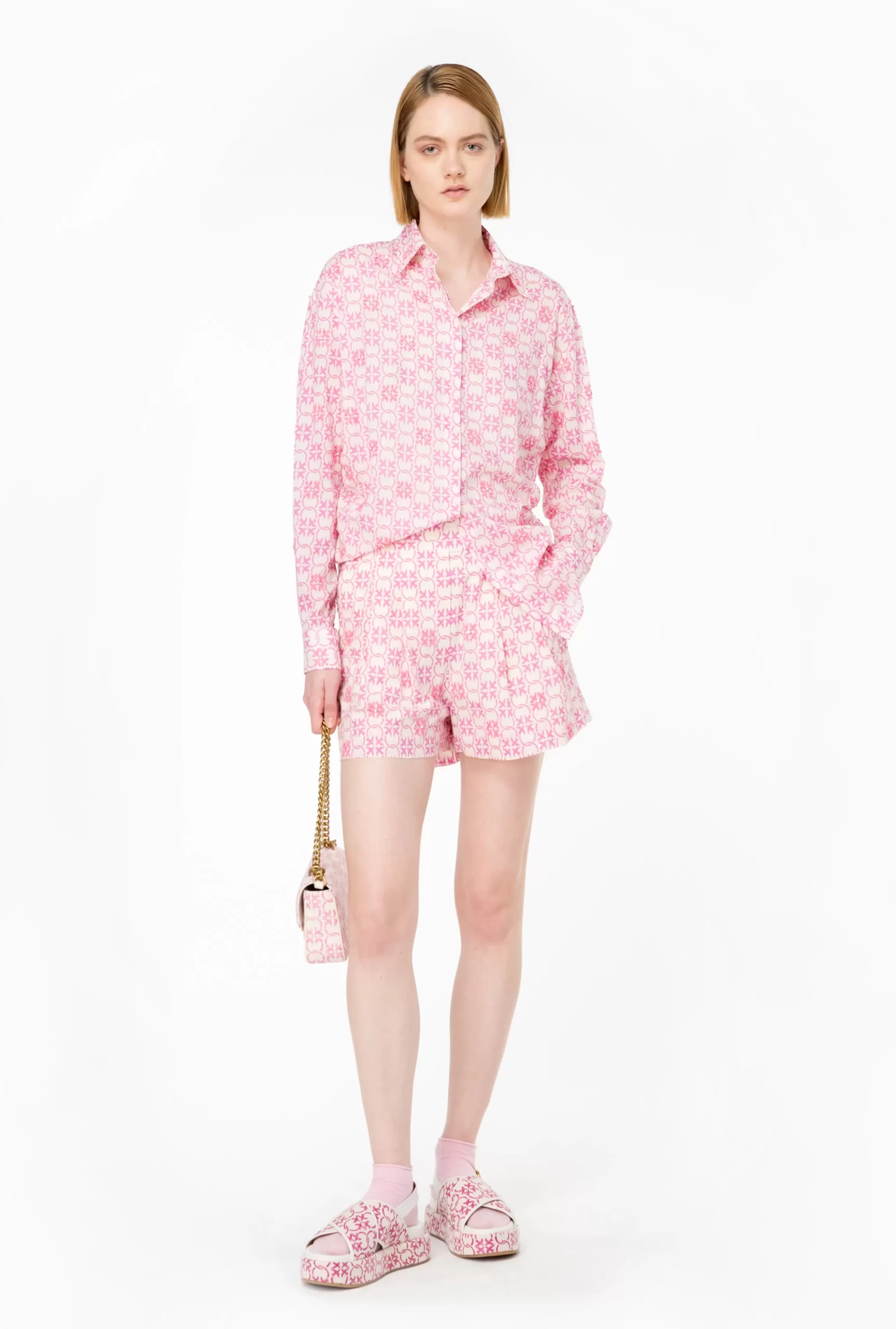 PINKO Muslin Shirt With Monogram And Embroidery Cheap