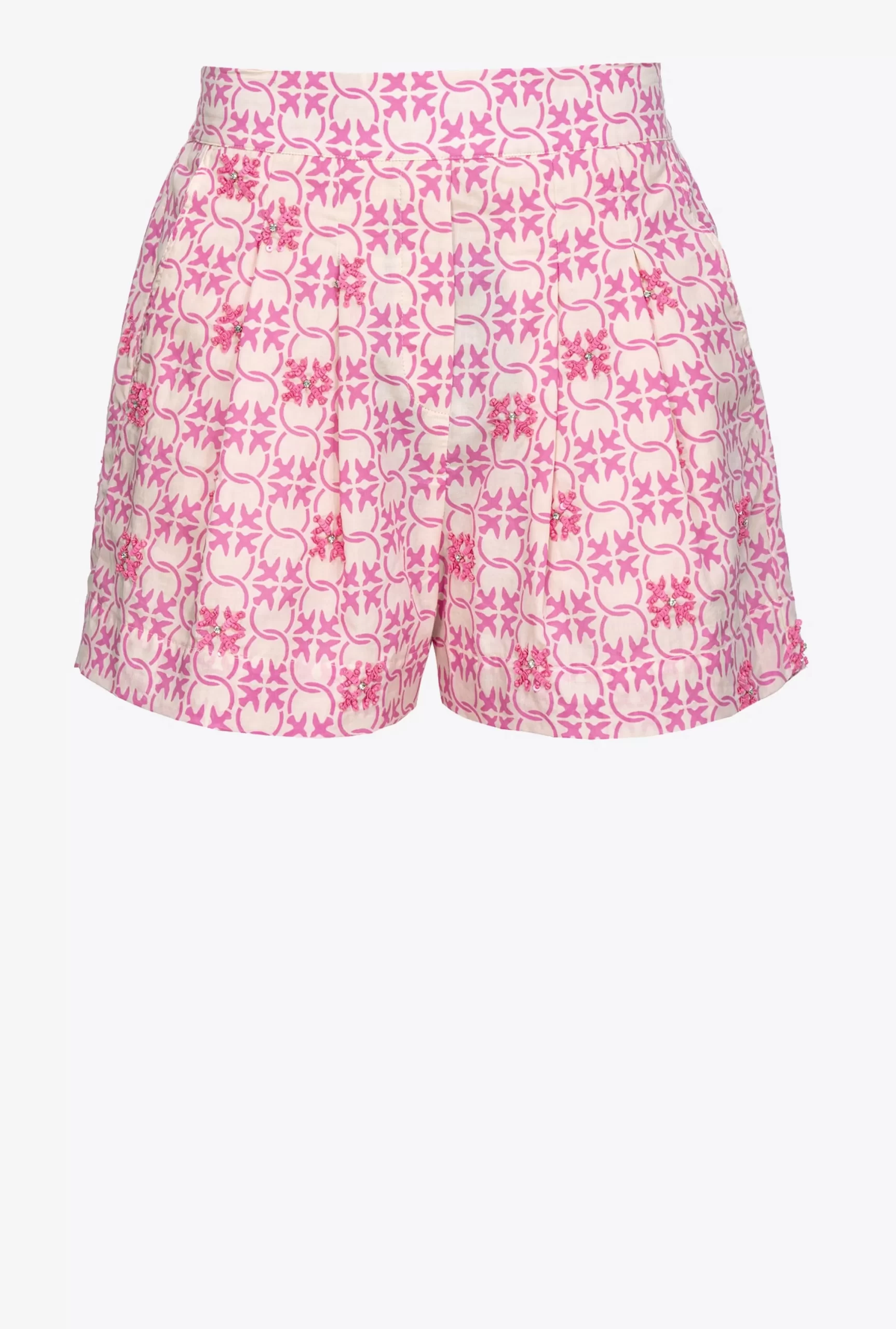 PINKO Muslin Shorts With Monogram And Embroidery Best Sale