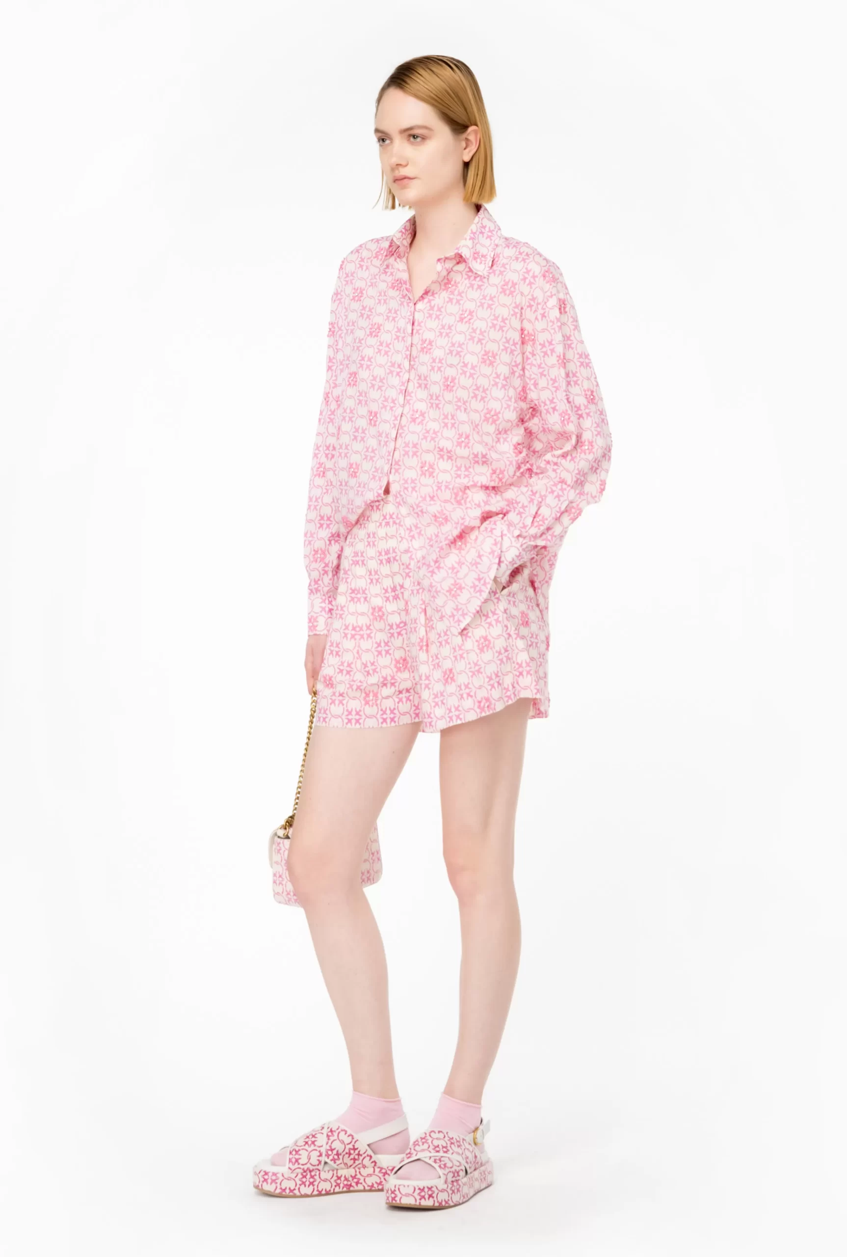 PINKO Muslin Shorts With Monogram And Embroidery Best Sale