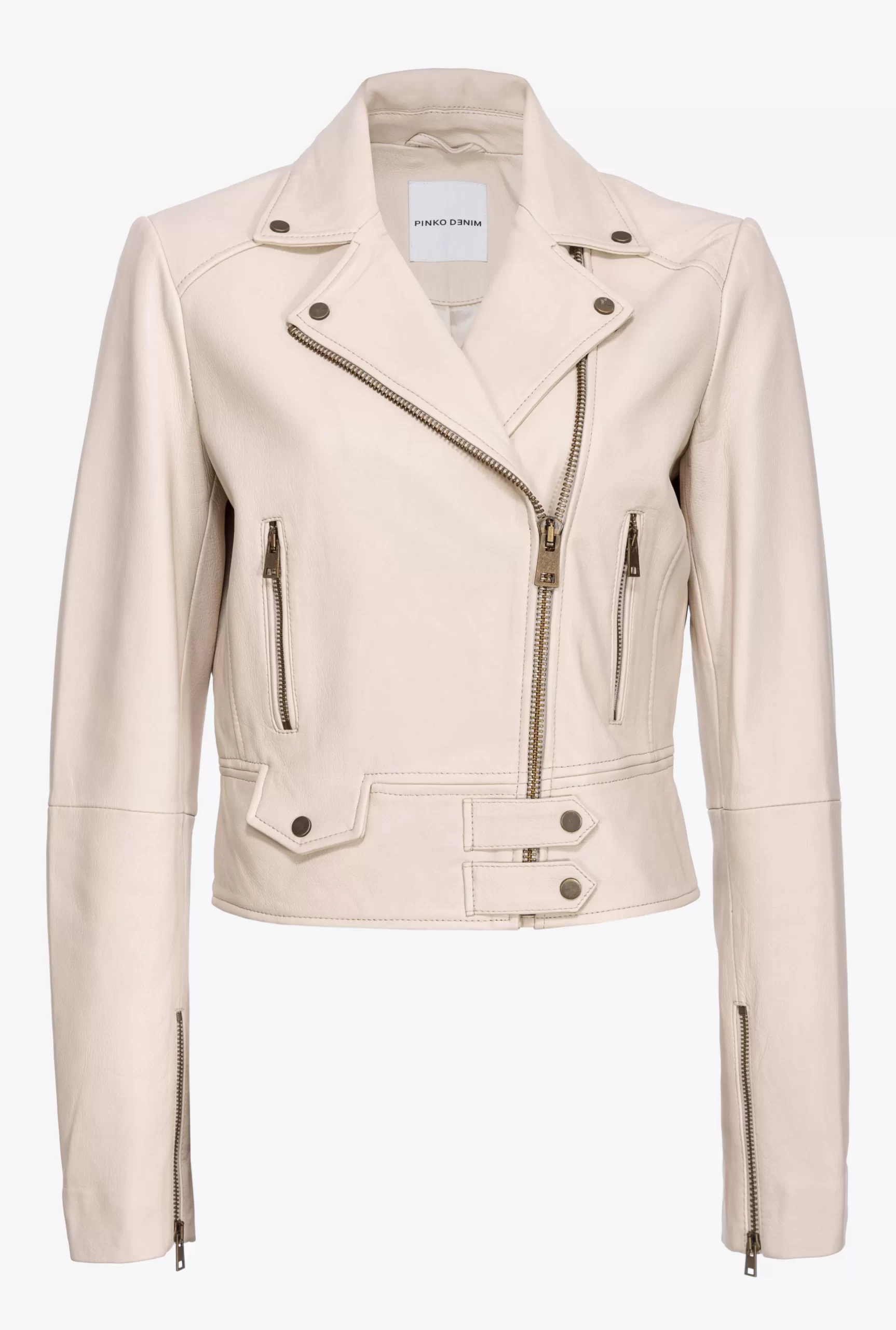 PINKO Nappa Leather Biker Jacket Hot