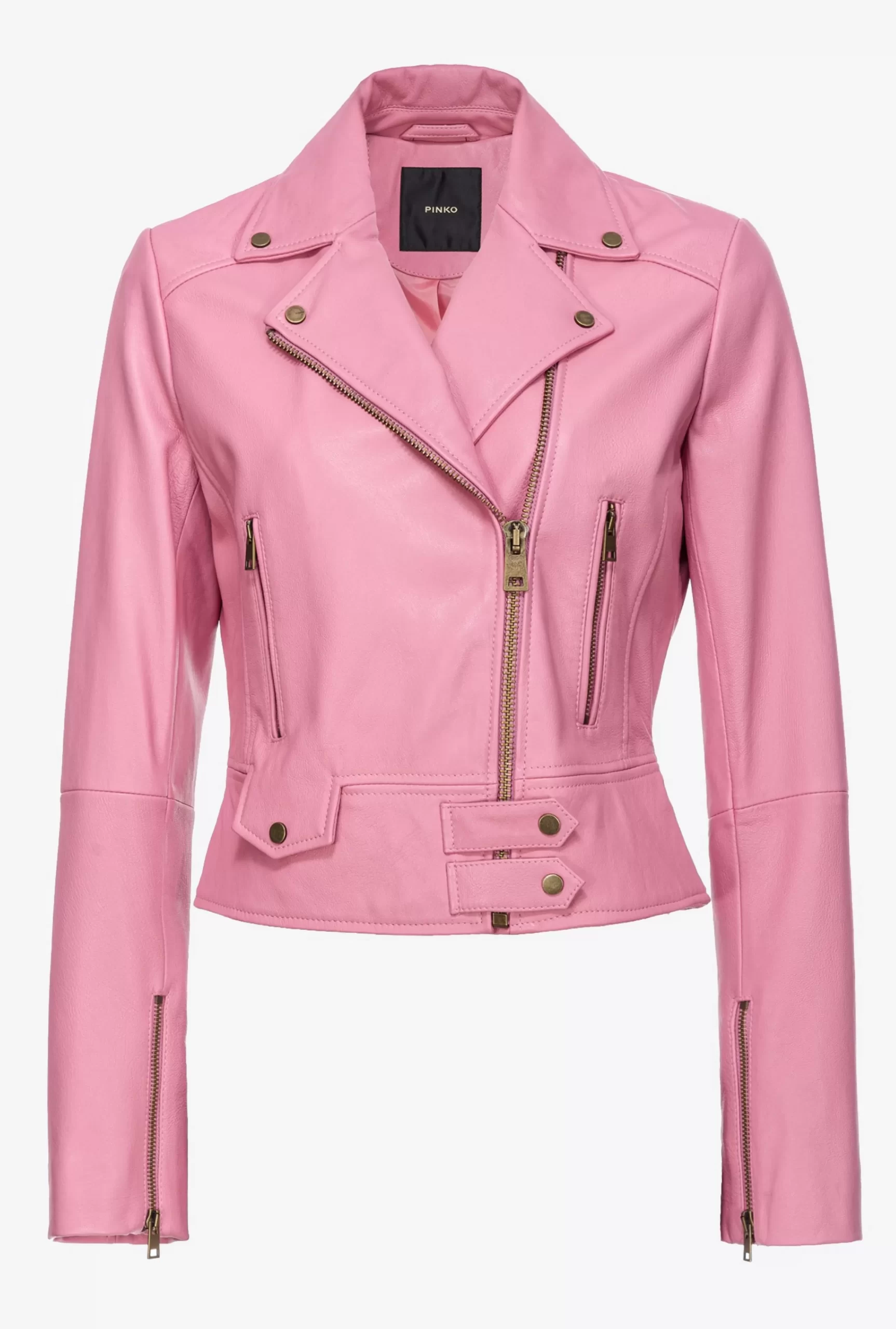 PINKO Nappa Leather Biker Jacket Cheap