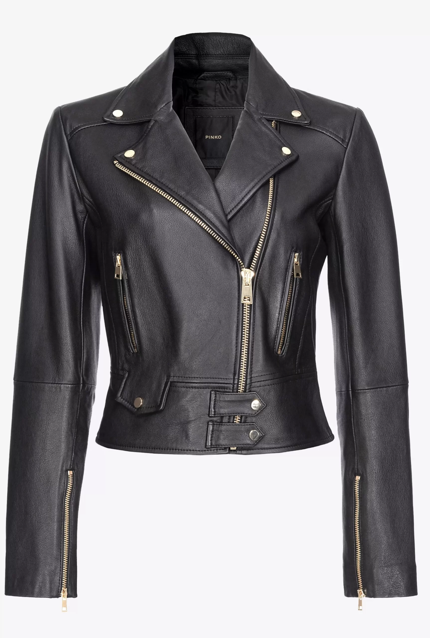 PINKO Nappa Leather Biker Jacket New