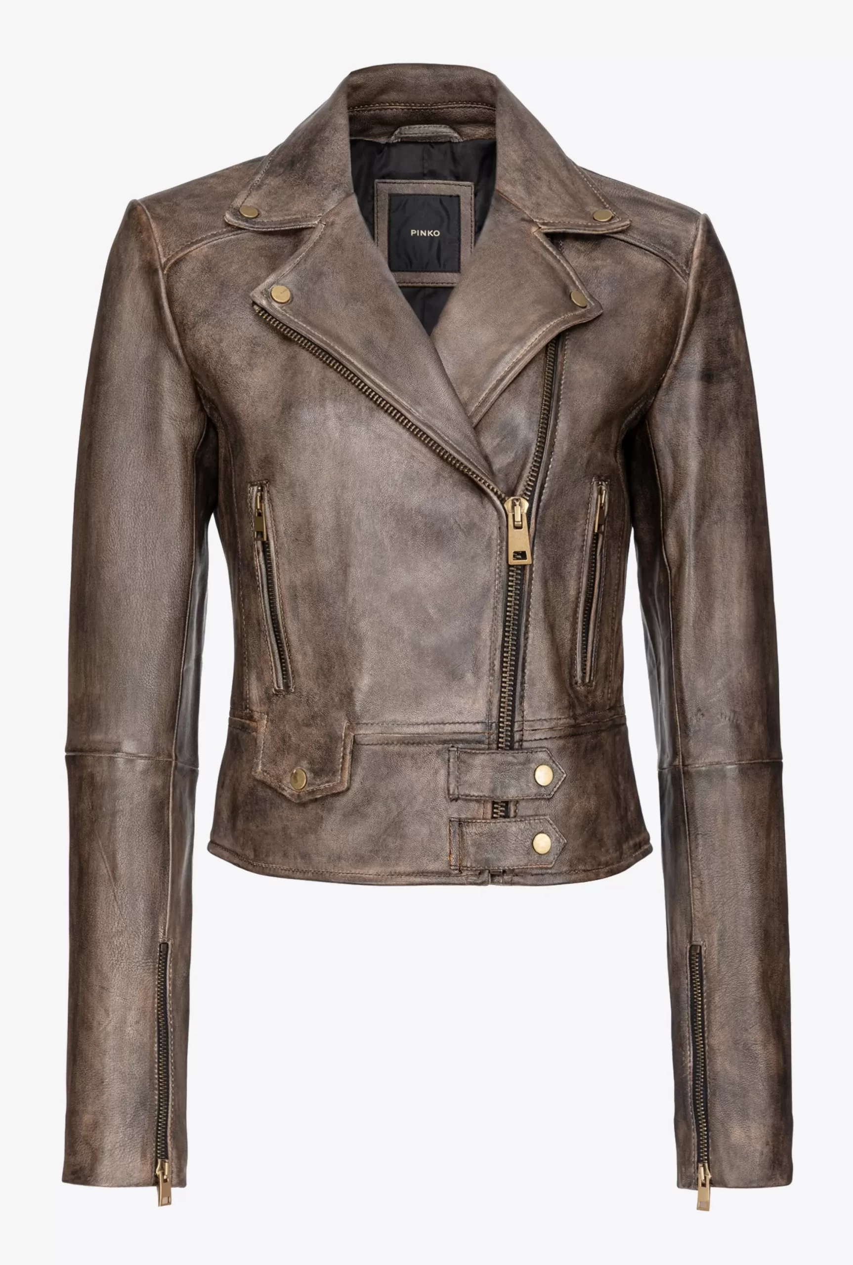 PINKO Nappa Leather Biker Jacket Cheap