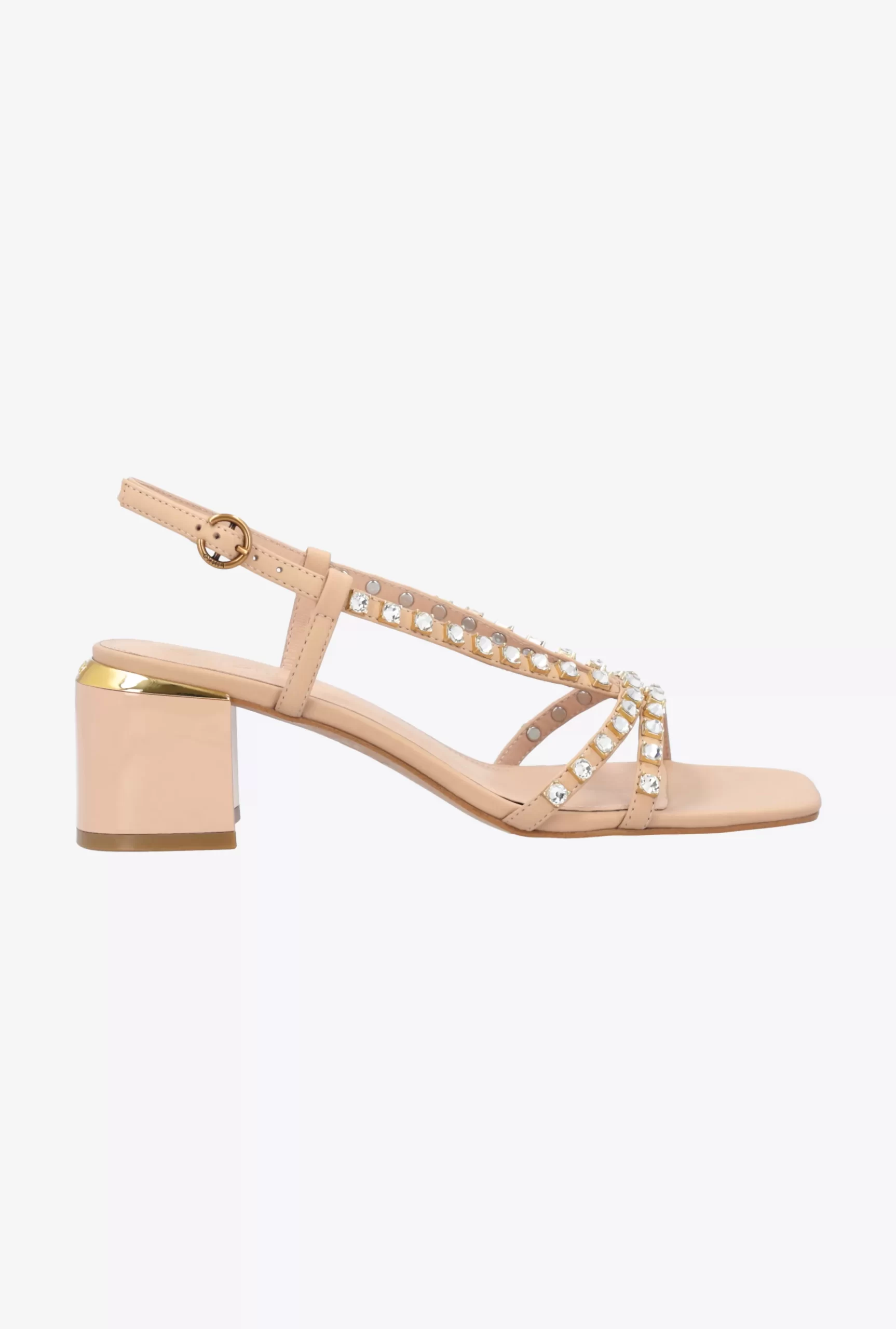 PINKO Nappa Leather Sandals With Golden Heel Cheap