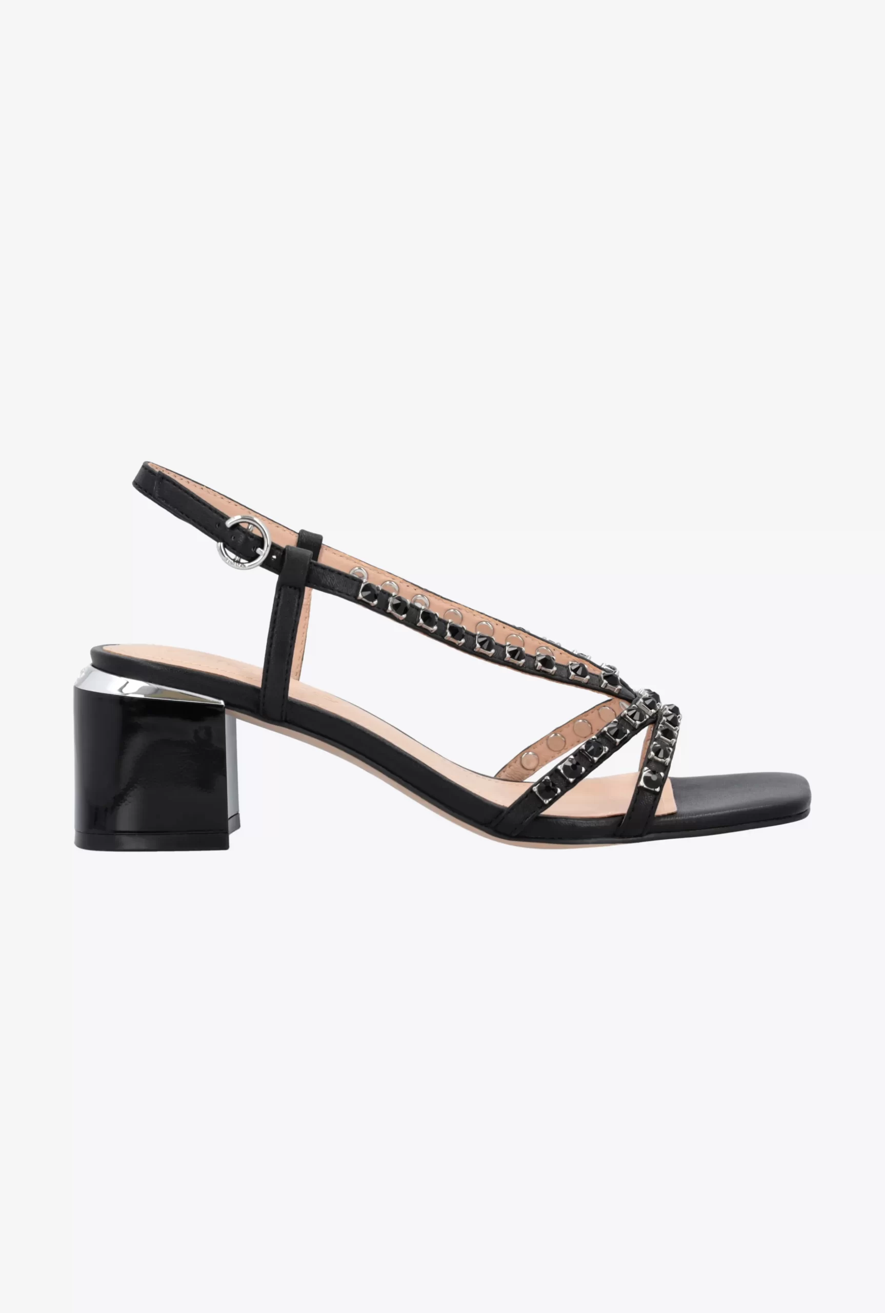 PINKO Nappa Leather Sandals With Golden Heel Online