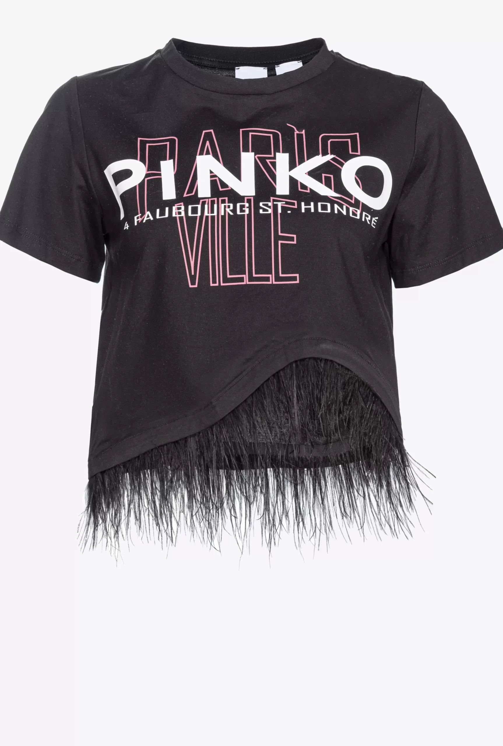 PINKO Cities T-shirt With Feathers New