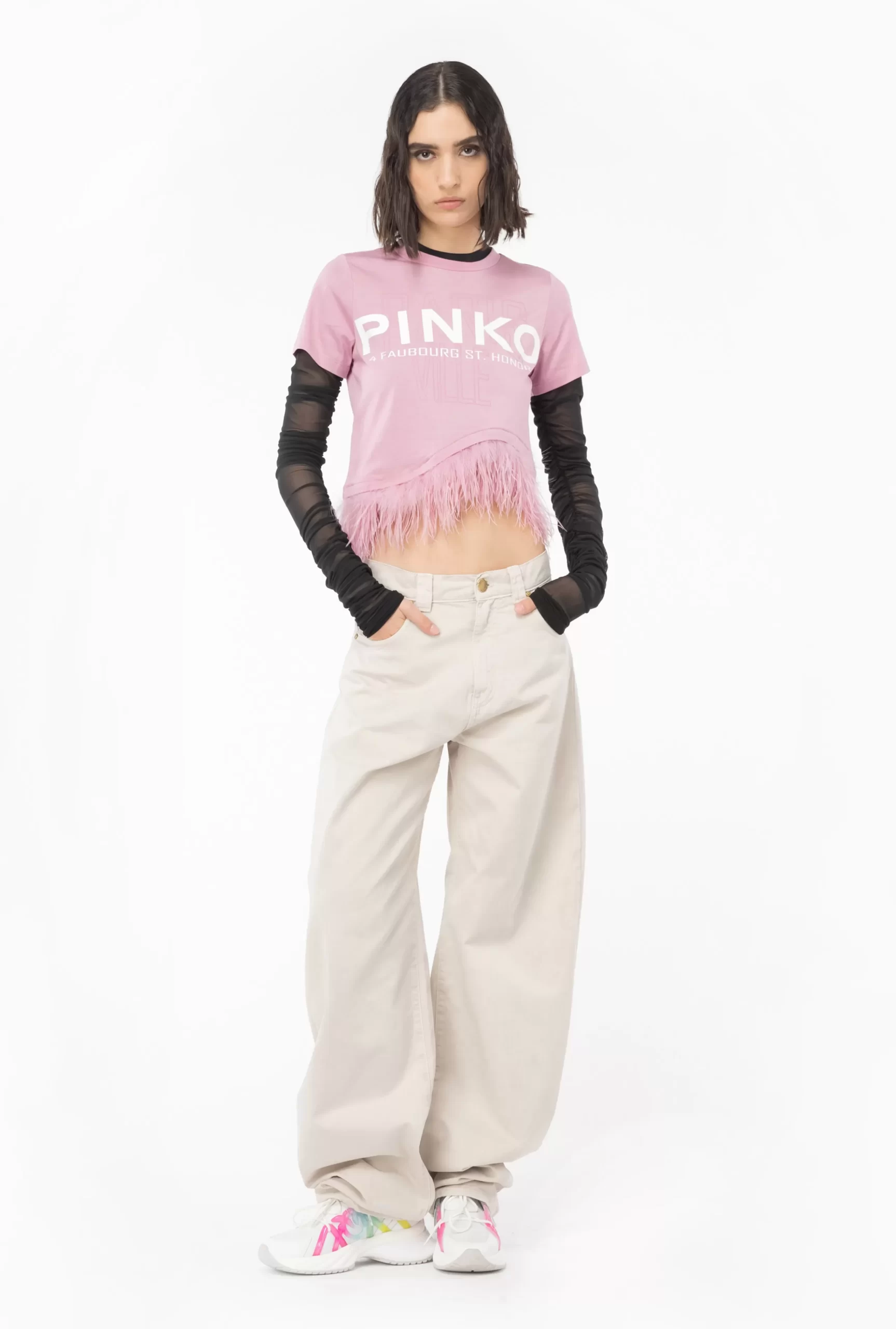 PINKO Cities T-shirt With Feathers Store