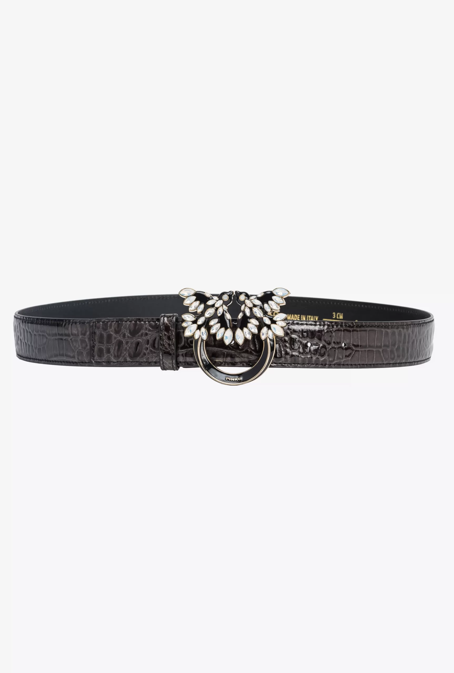 PINKO Galleria 3cm Croc-print Belt With Love Birds Buckle Outlet