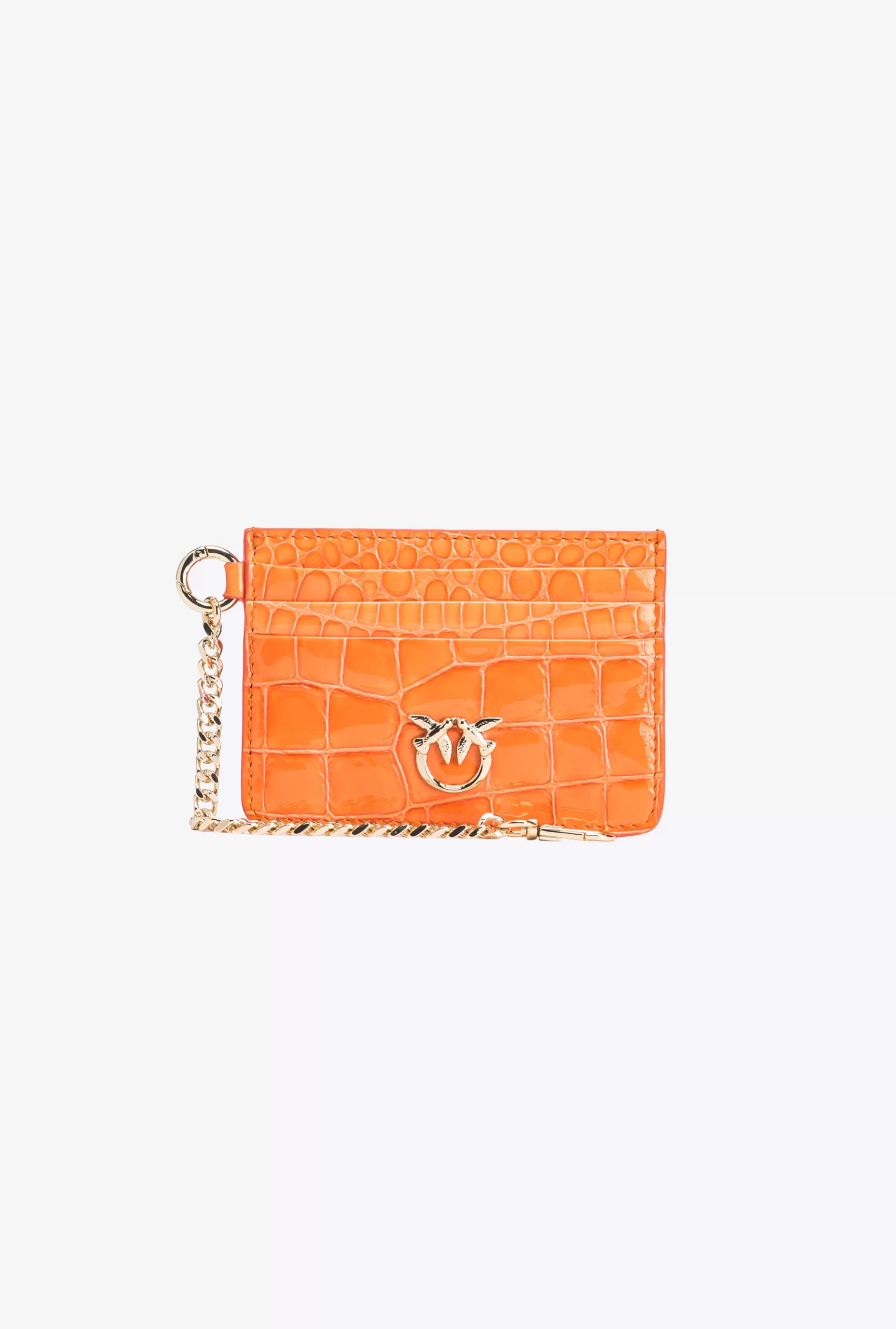 PINKO Galleria Card Holder In Shiny Coloured Croc-print Leather Cheap