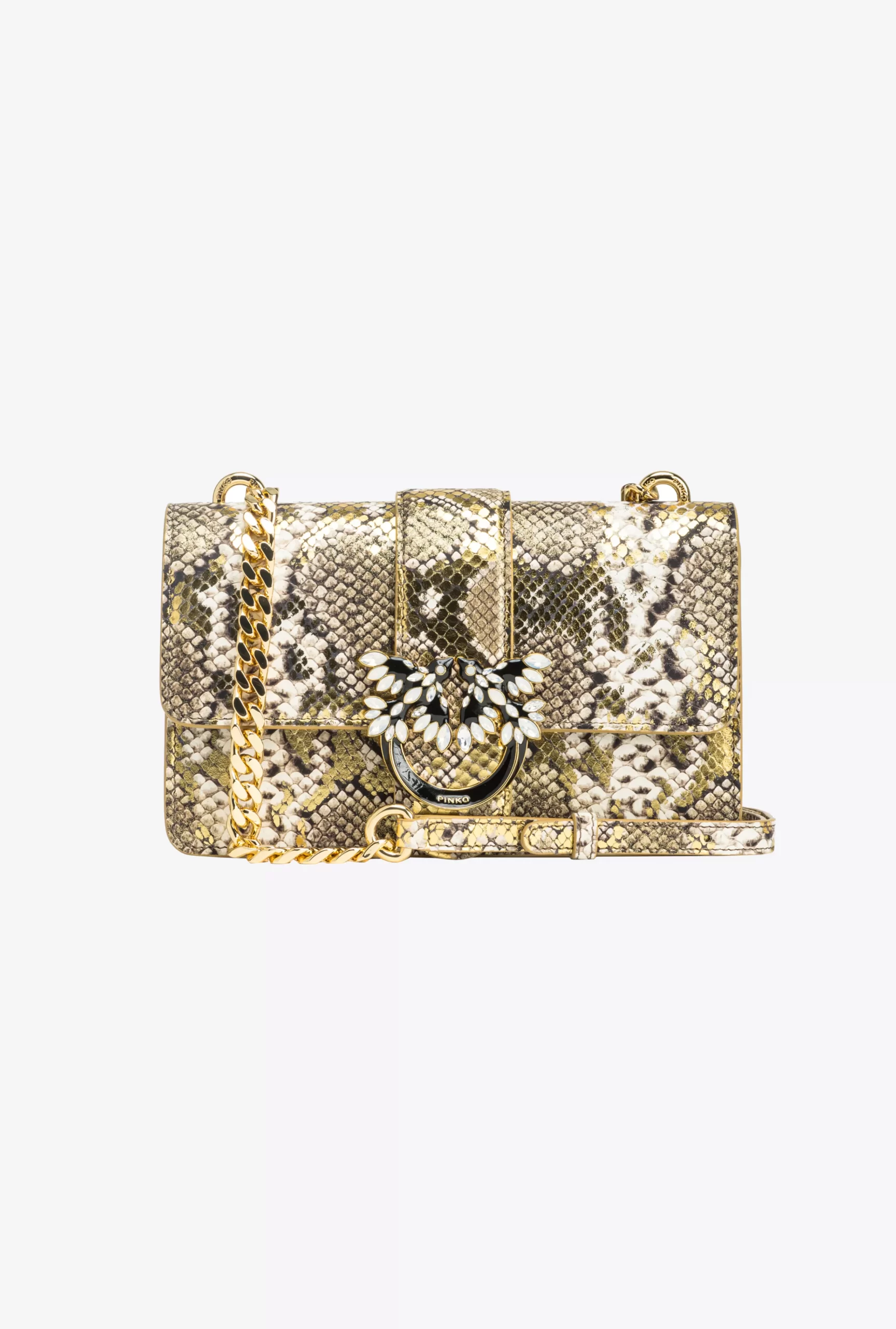 PINKO Galleria Laminated Reptile Mini Love Bag One Sale