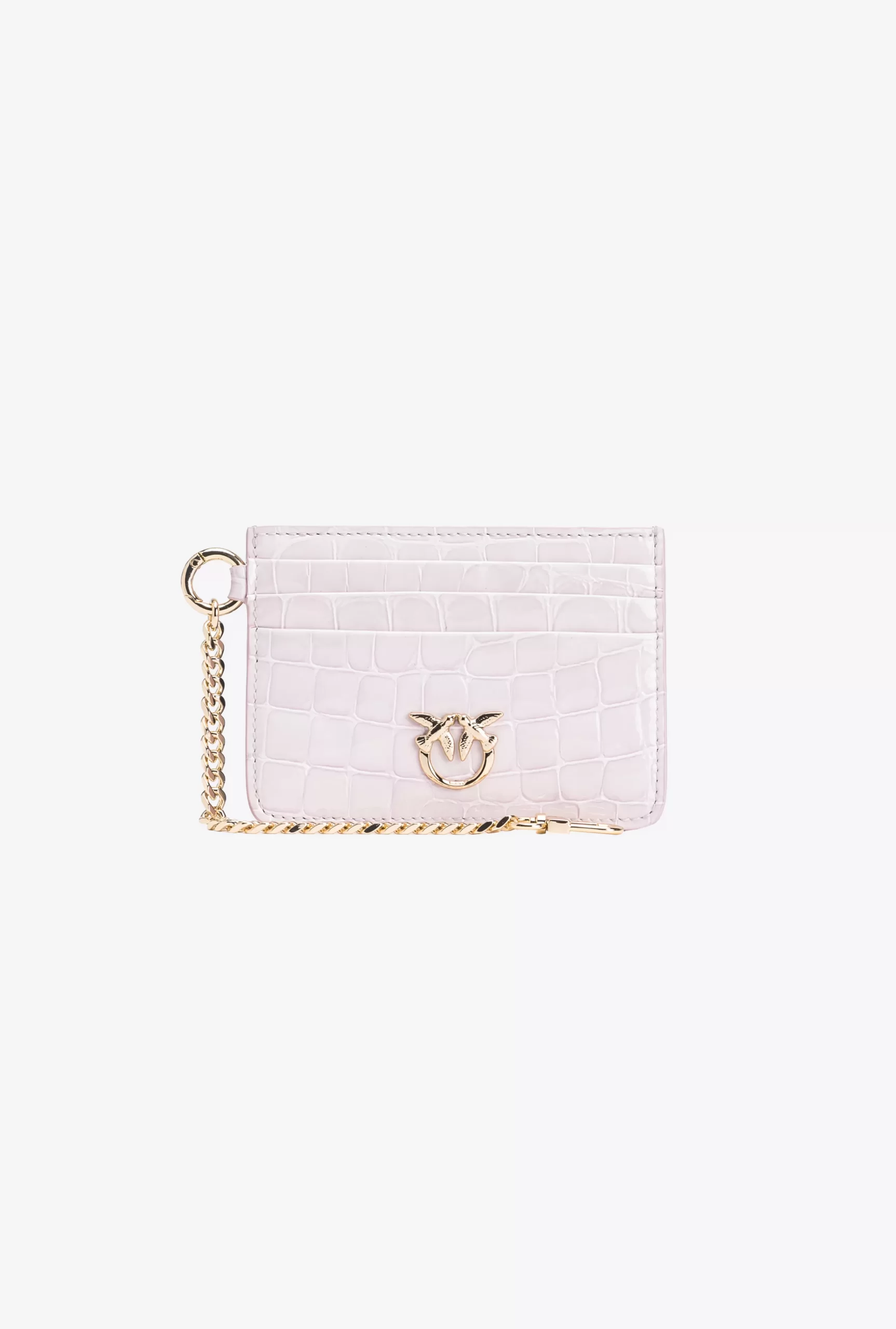 PINKO Galleria Shiny Croc-print Card Holder With Chain Store