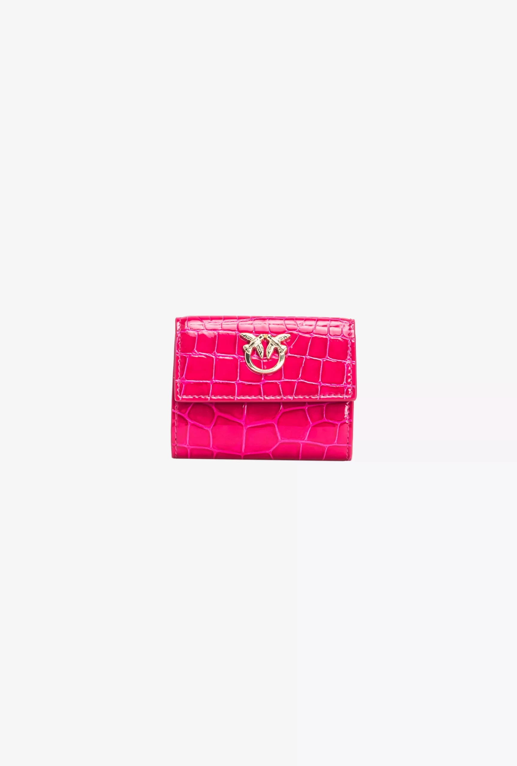 PINKO Galleria Small Wallet In Shiny Coloured Crocodile-print Leather Fashion