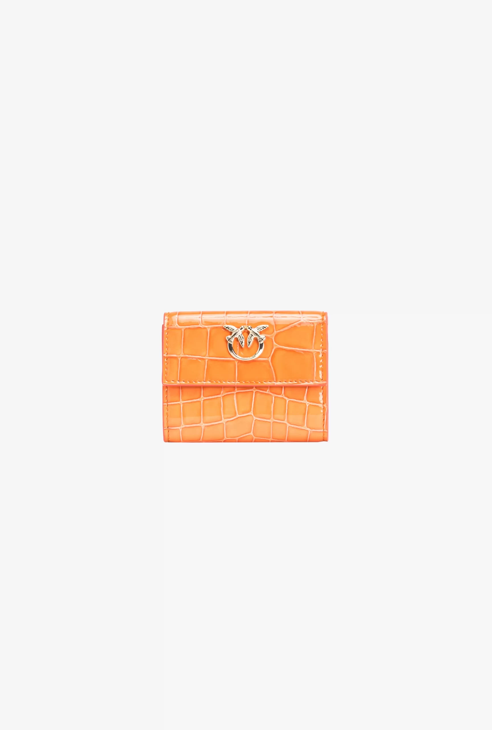 PINKO Galleria Small Wallet In Shiny Coloured Crocodile-print Leather Best Sale