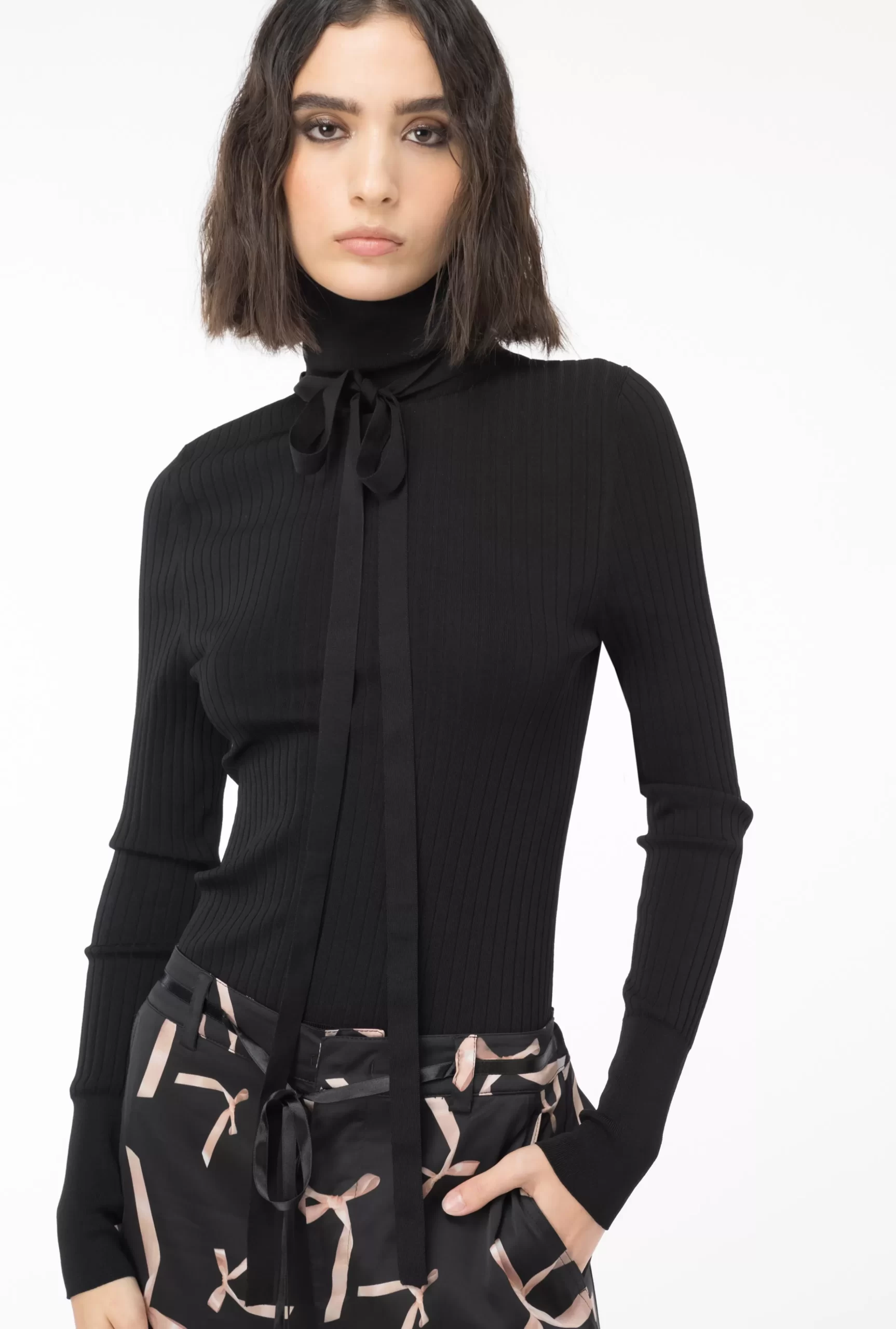 PINKO Reimagine Silk-blend Turtleneck Sweater By Patrick McDowell Store