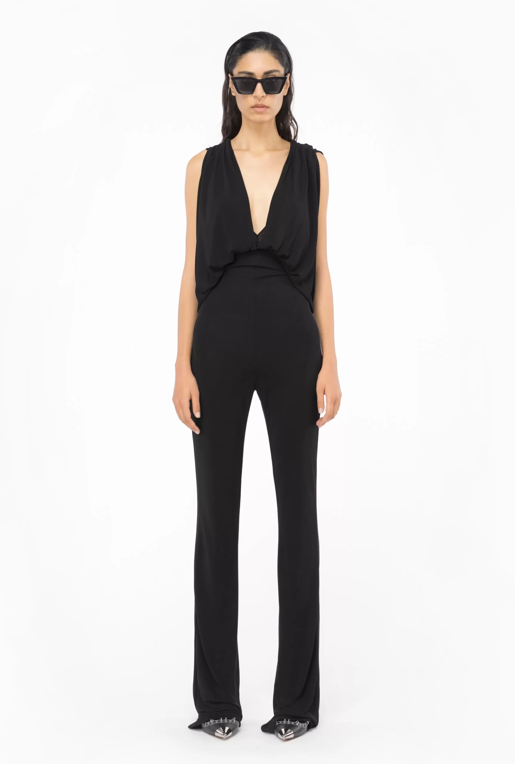 PINKO Plunging-neck Jumpsuit With Chain Outlet