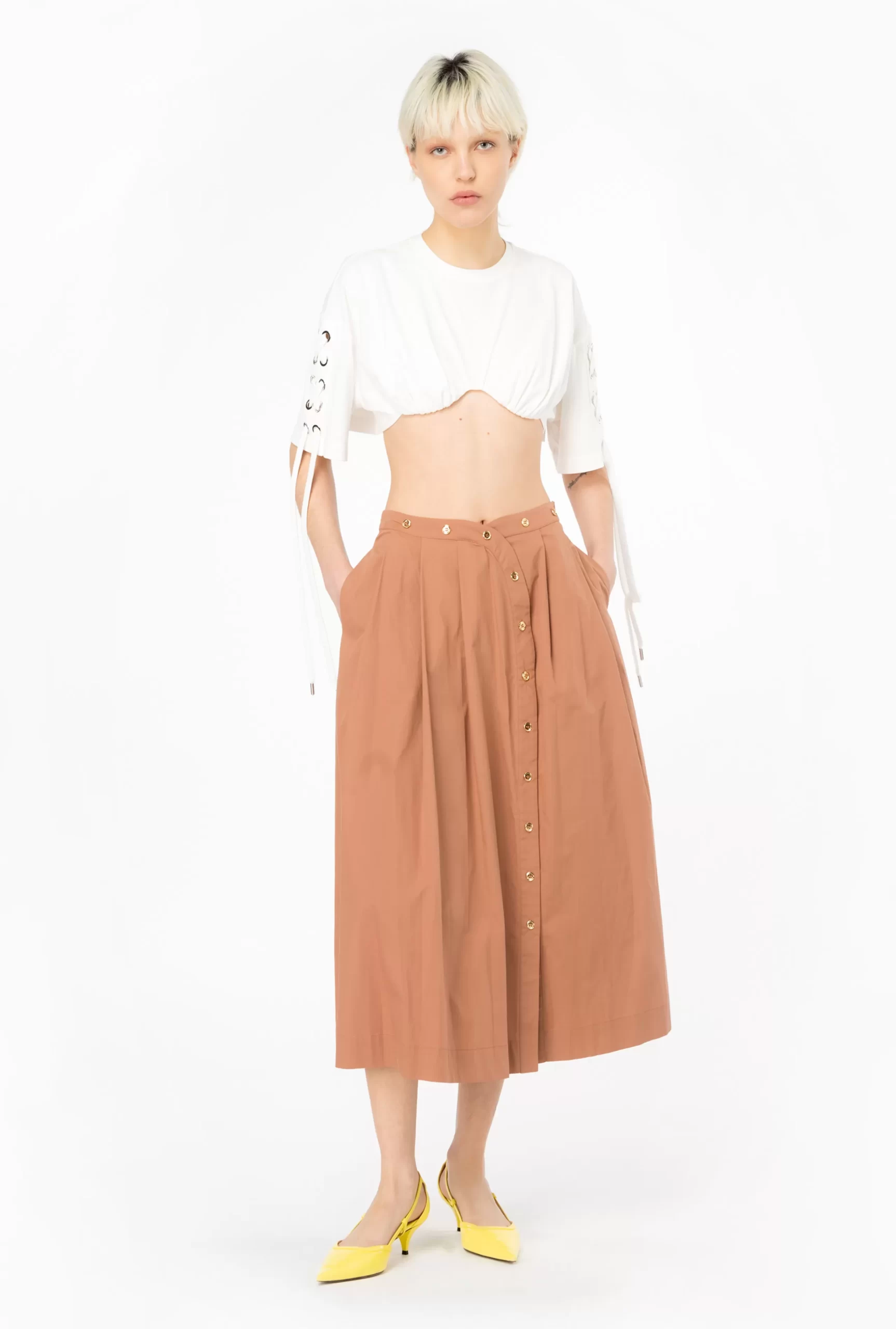 PINKO Poplin Skirt With Metal Buttons Hot