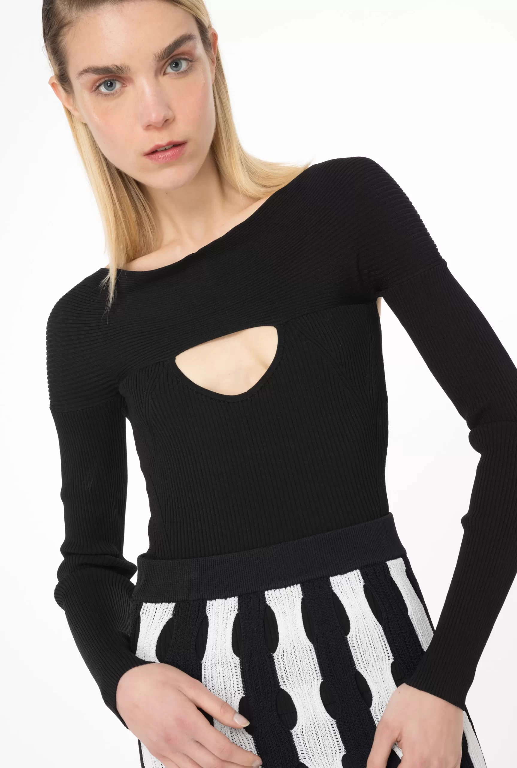 PINKO Ribbed Sweater With Cut-out Fashion