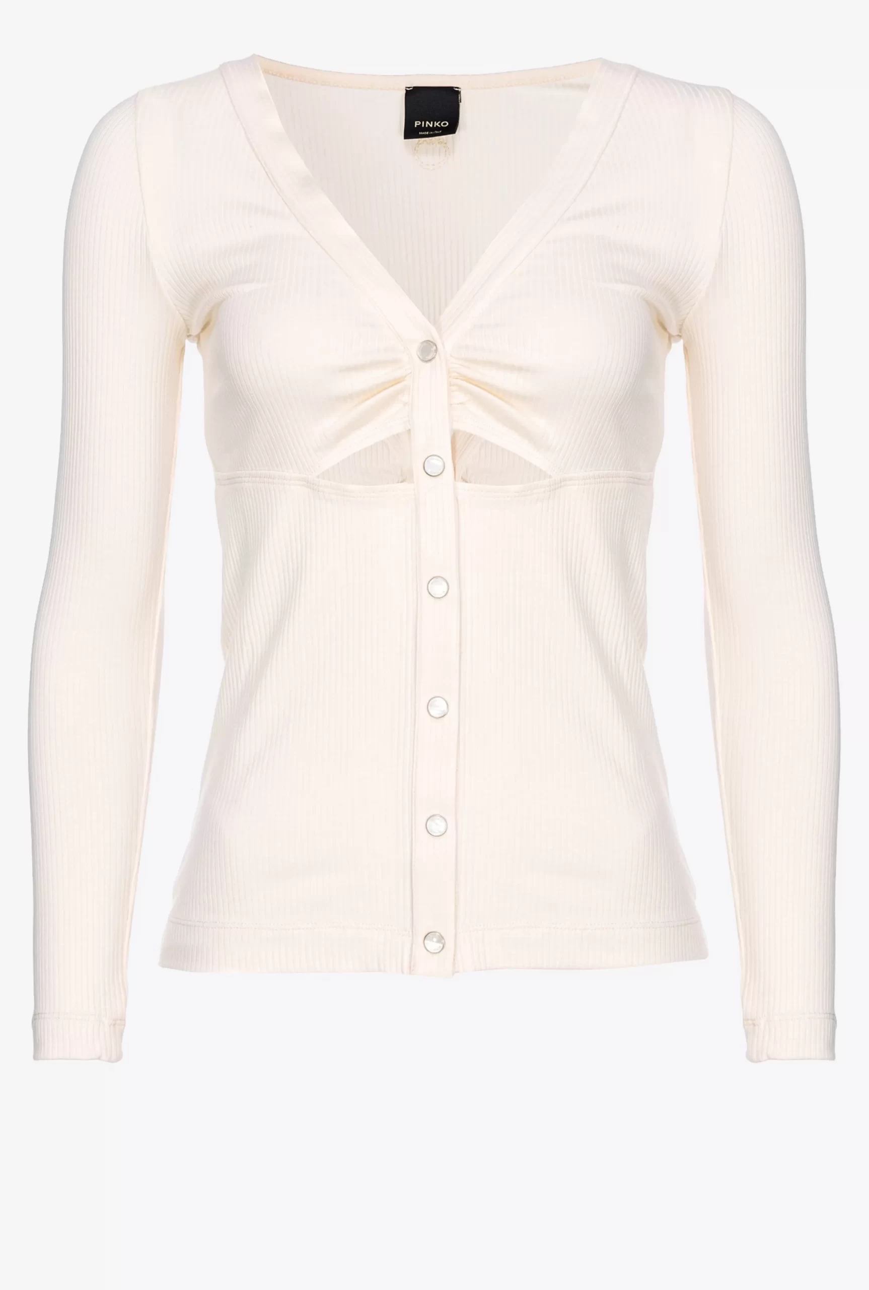 PINKO Ribbed Sweater With Mother-of-pearl Buttons Store