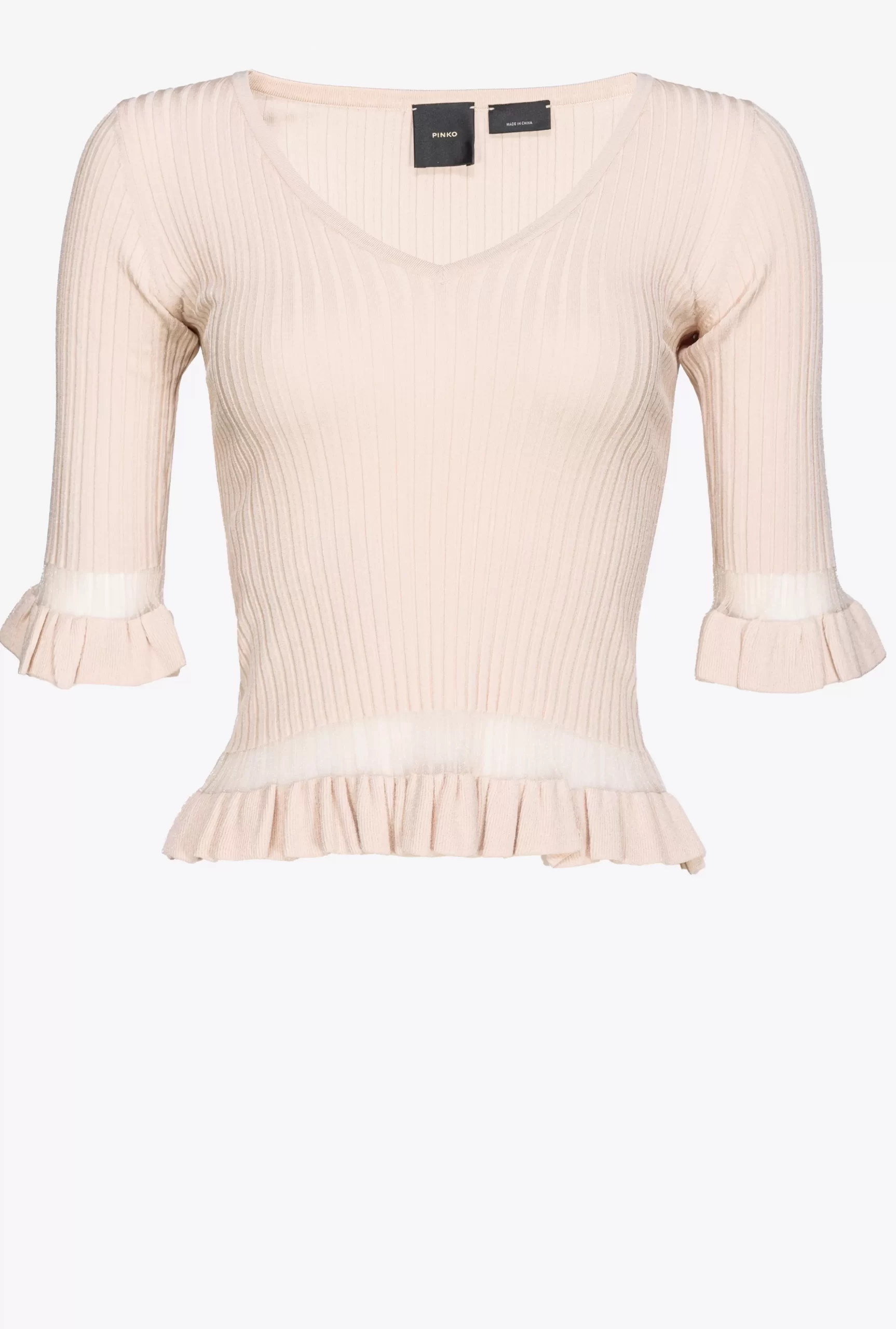 PINKO Ribbed Sweater With Ruching Outlet