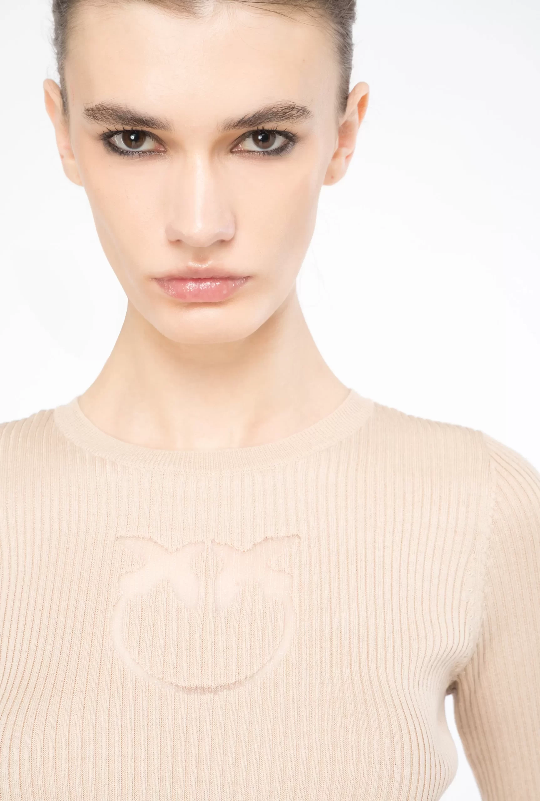 PINKO Ribbed Sweater With Transparent Love Birds Logo Flash Sale