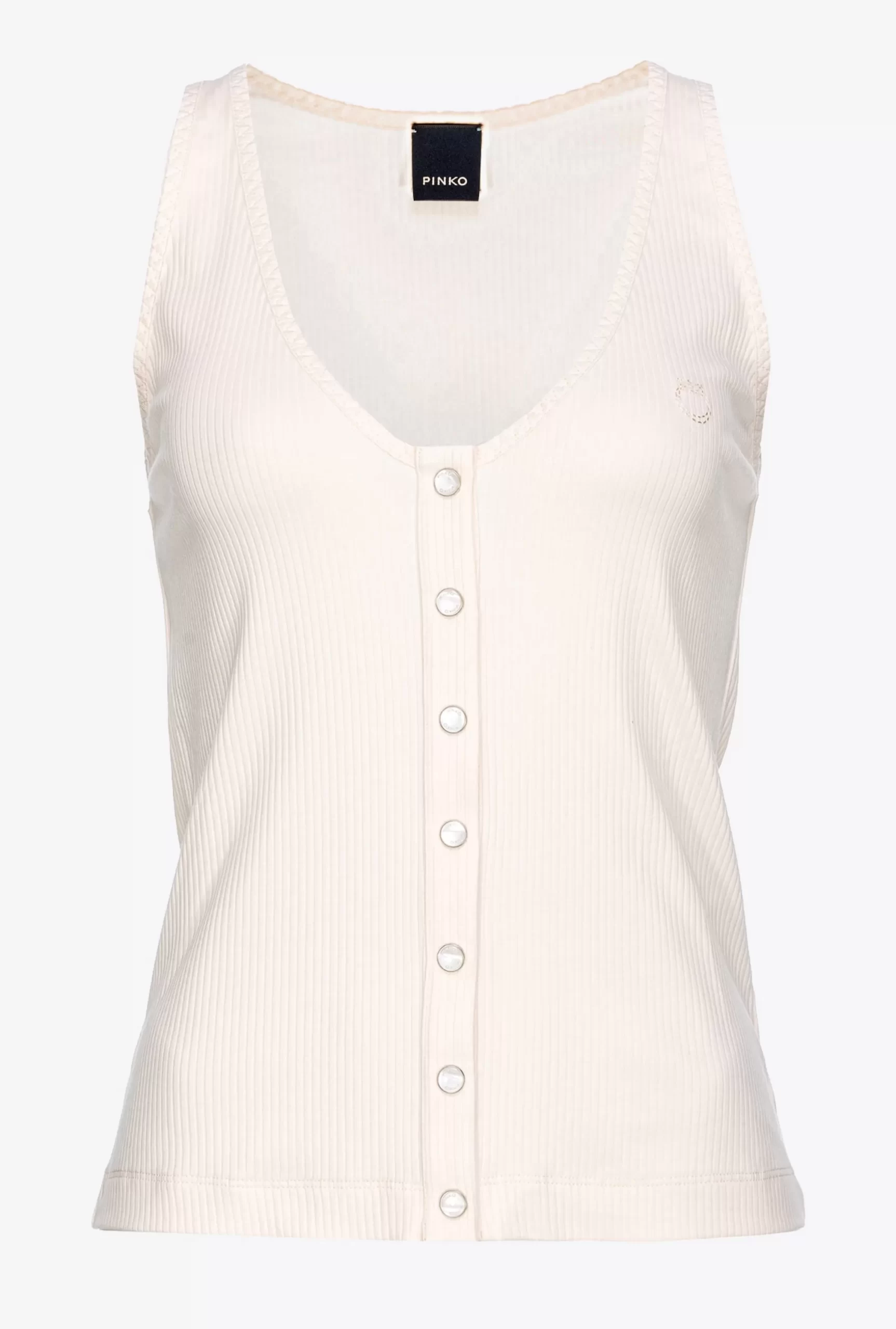 PINKO Ribbed Vest Top With Mother-of-pearl Buttons Fashion