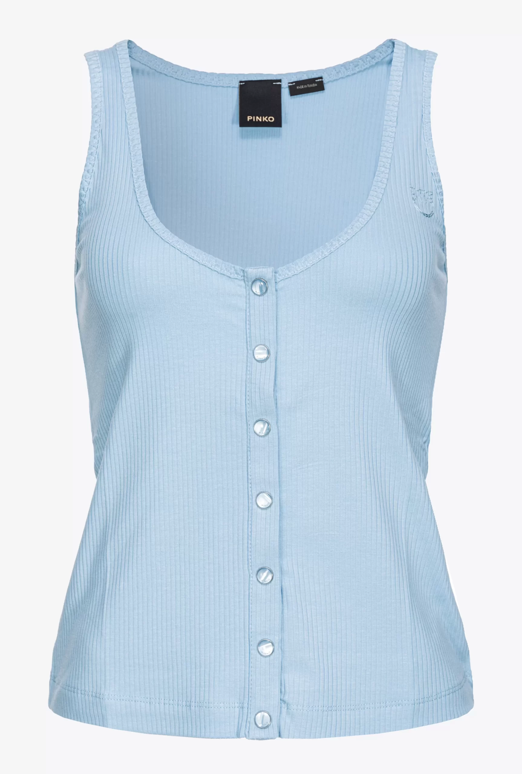 PINKO Ribbed Vest Top With Mother-of-pearl Buttons Hot