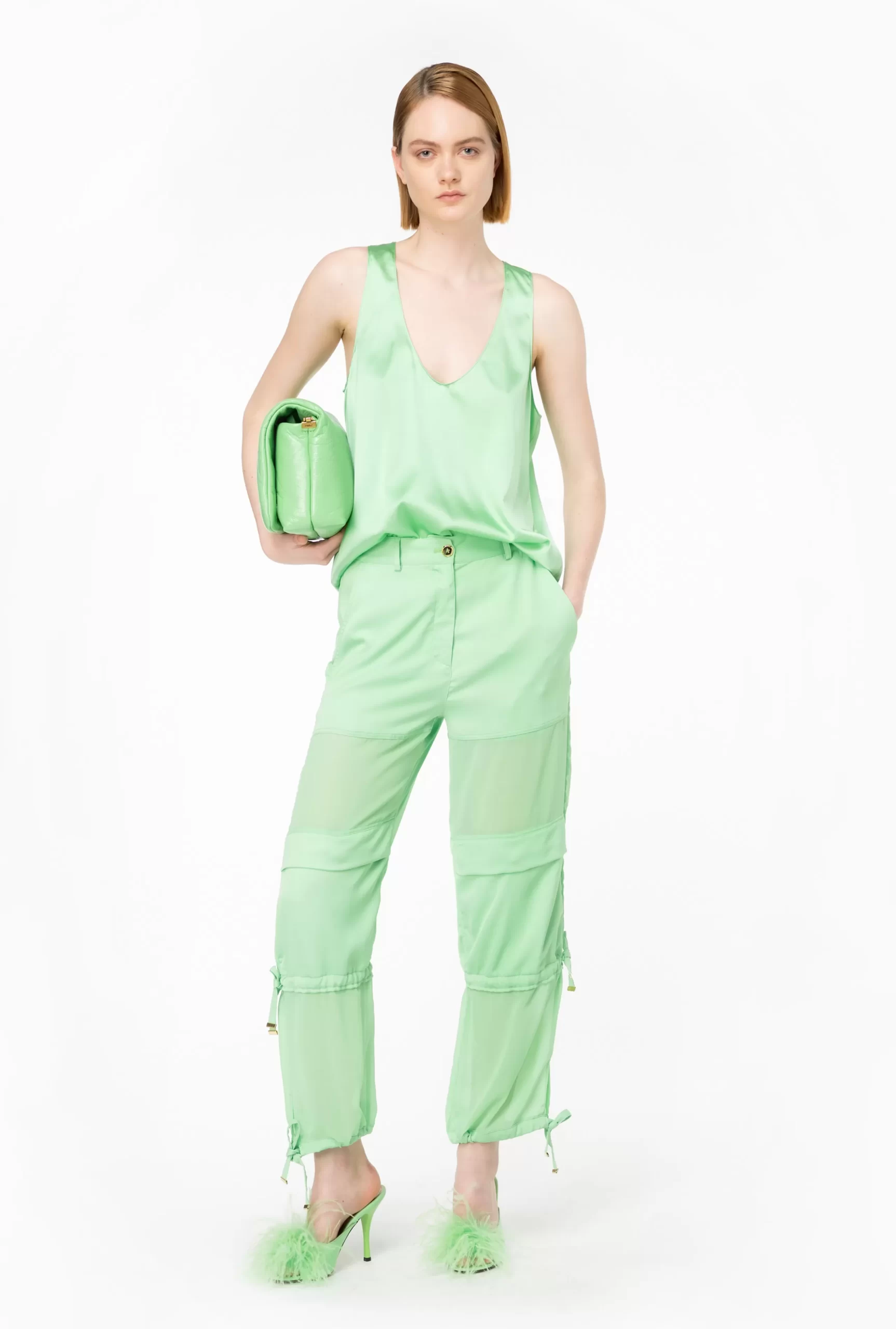 PINKO Satin And Georgette Cargo Trousers Best Sale