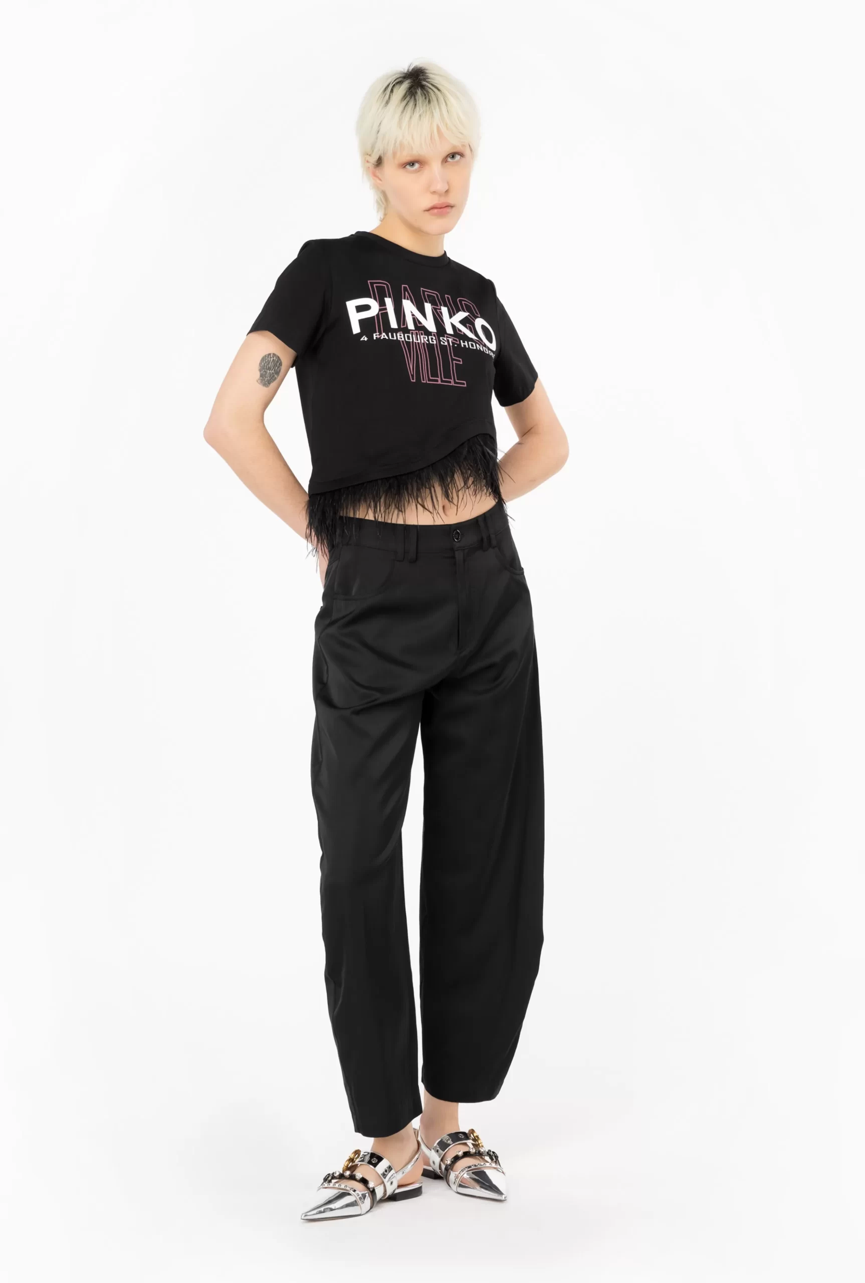 PINKO Satin Barrel-leg Trousers Discount