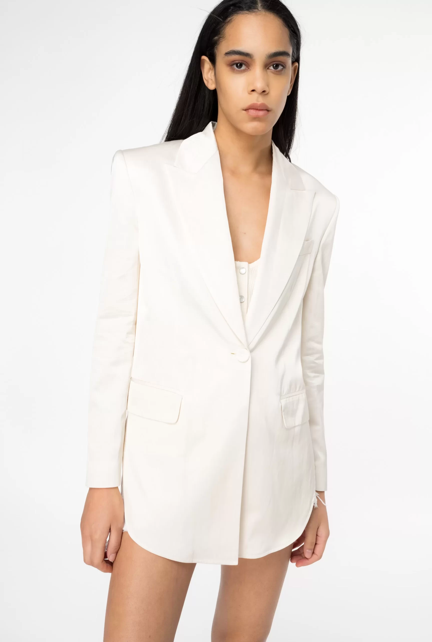 PINKO Satin Blazer With Thin Belt Discount