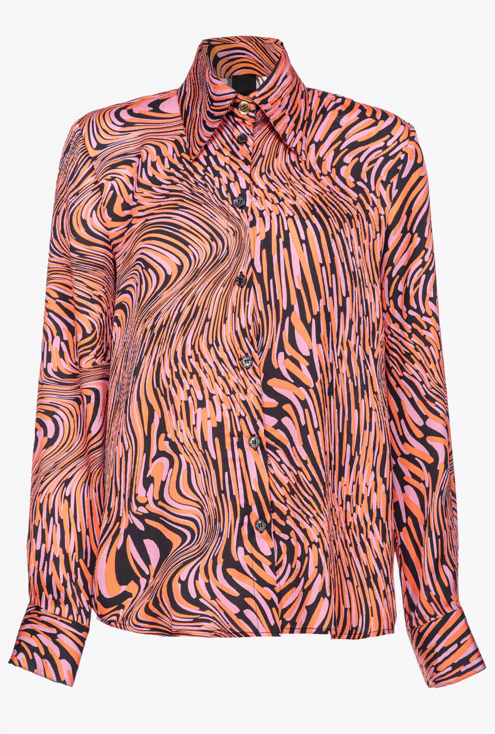 PINKO Satin Shirt With Distorted Print Fashion