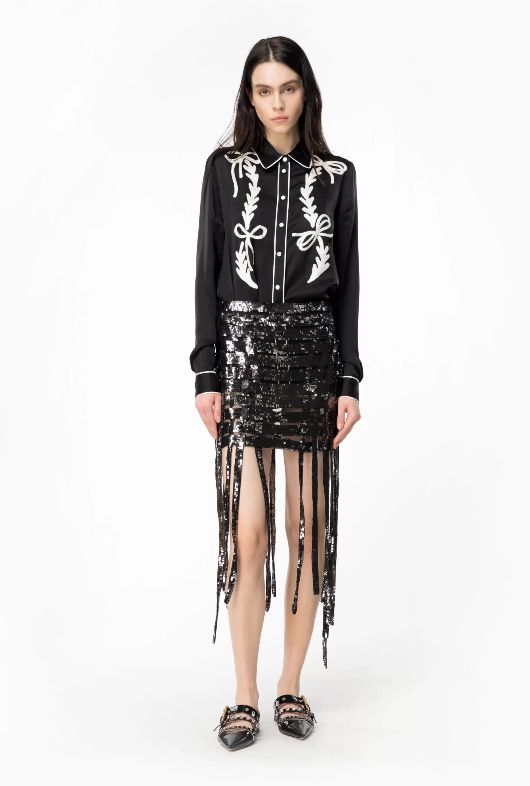 PINKO Satin Shirt With Rodeo Embroidery Store