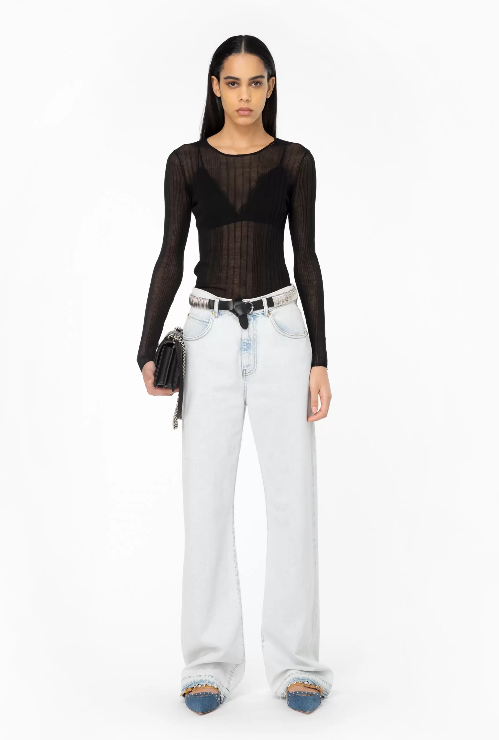 PINKO Semi-transparent Ribbed Sweater Fashion