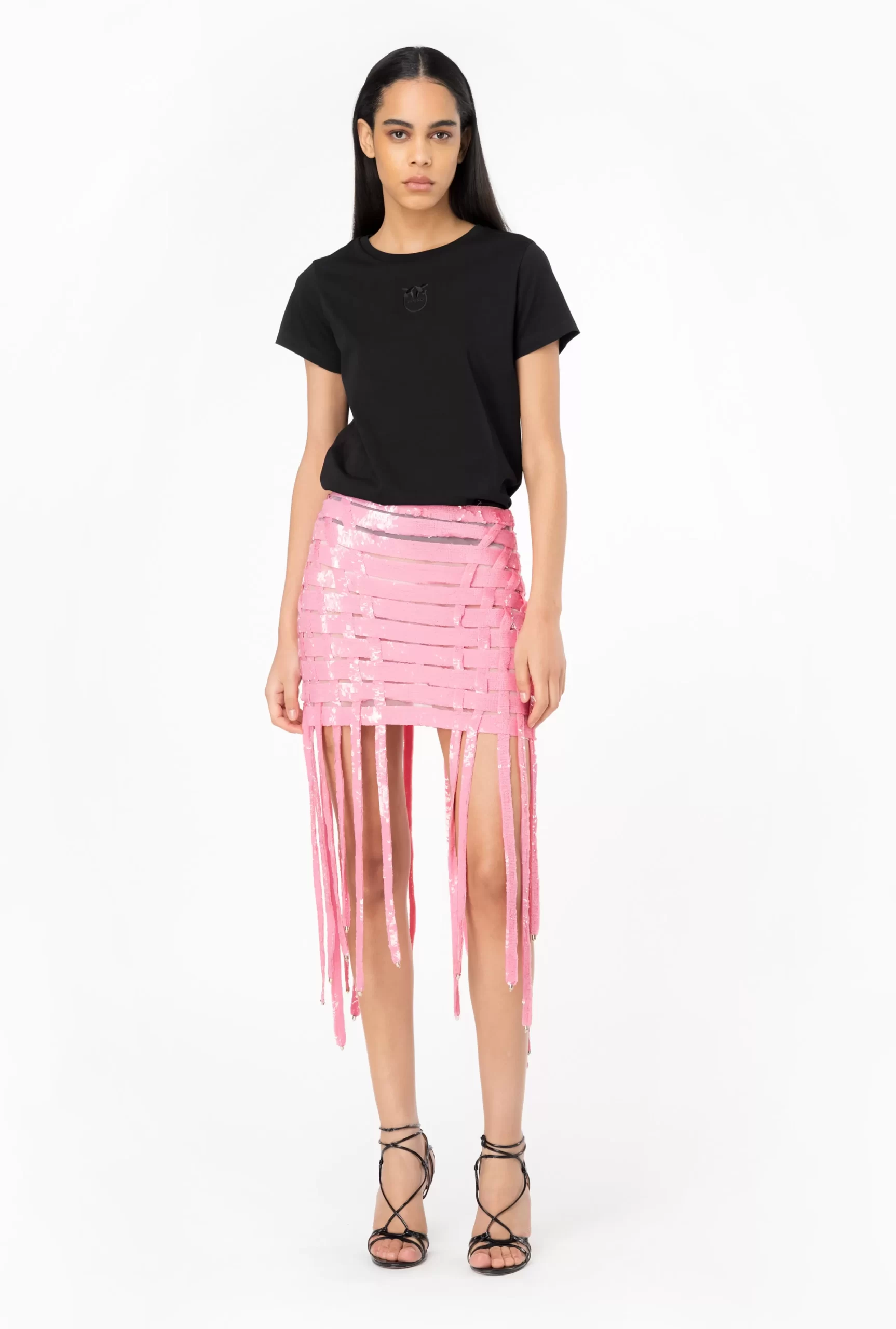 PINKO Sequin-lace Mini Skirt With Fringing Shop