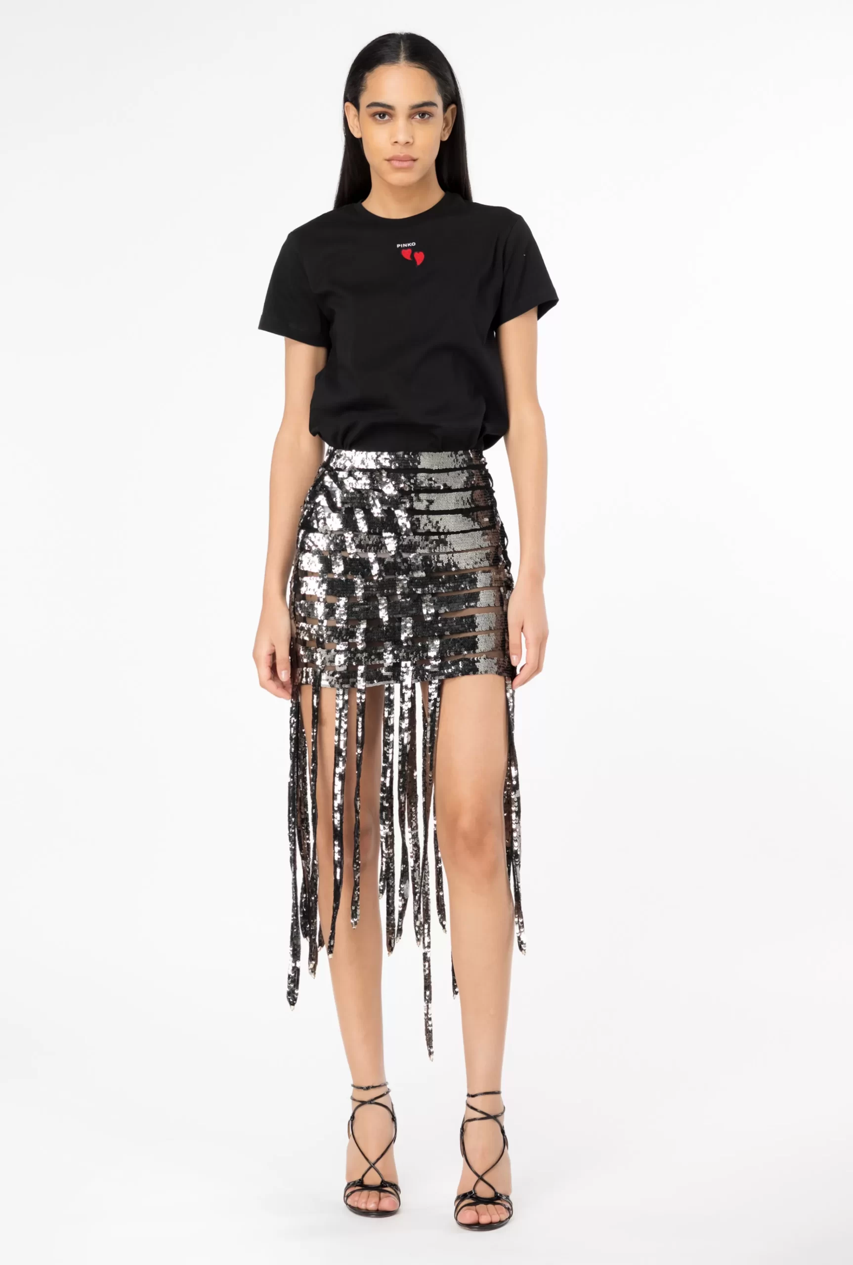 PINKO Sequin-lace Mini Skirt With Fringing Best