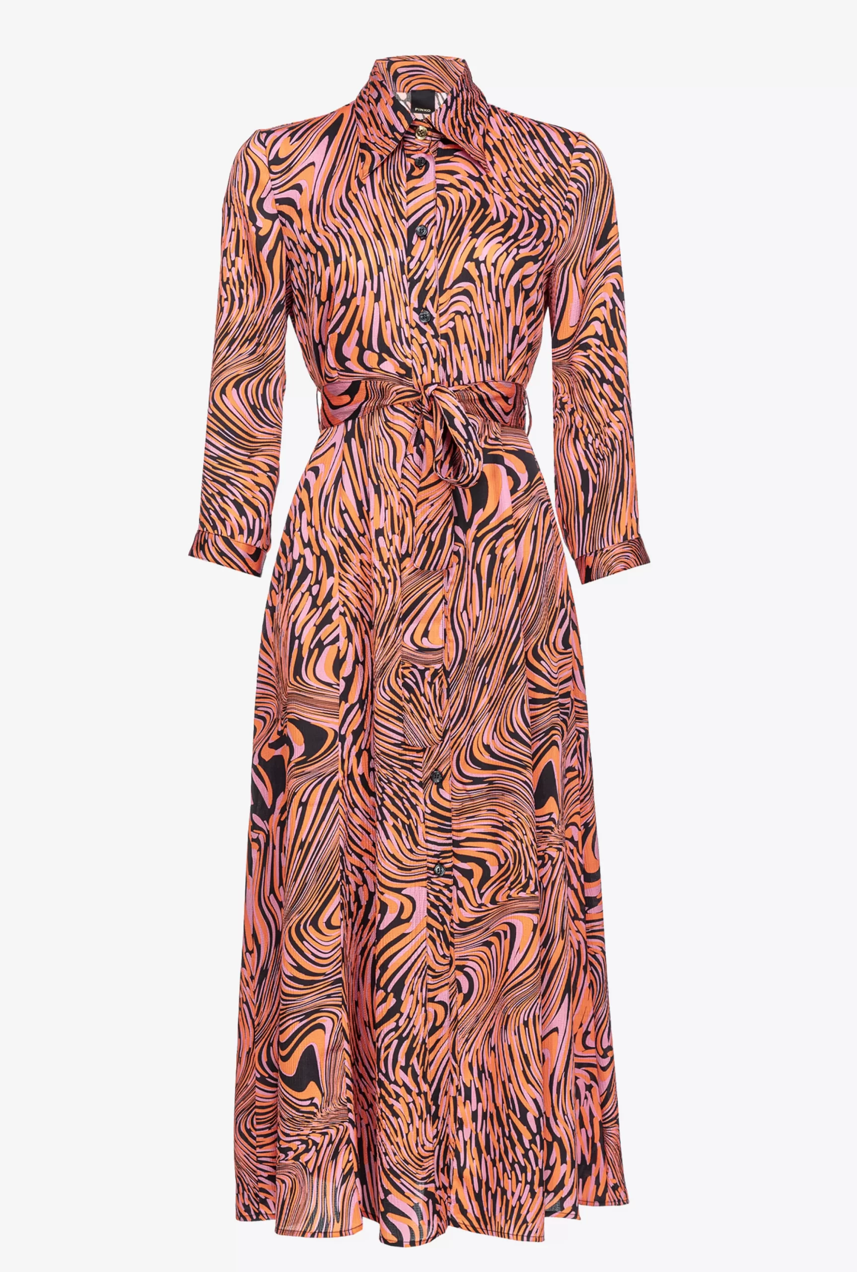 PINKO Shirt Dress With Distorted Print Flash Sale