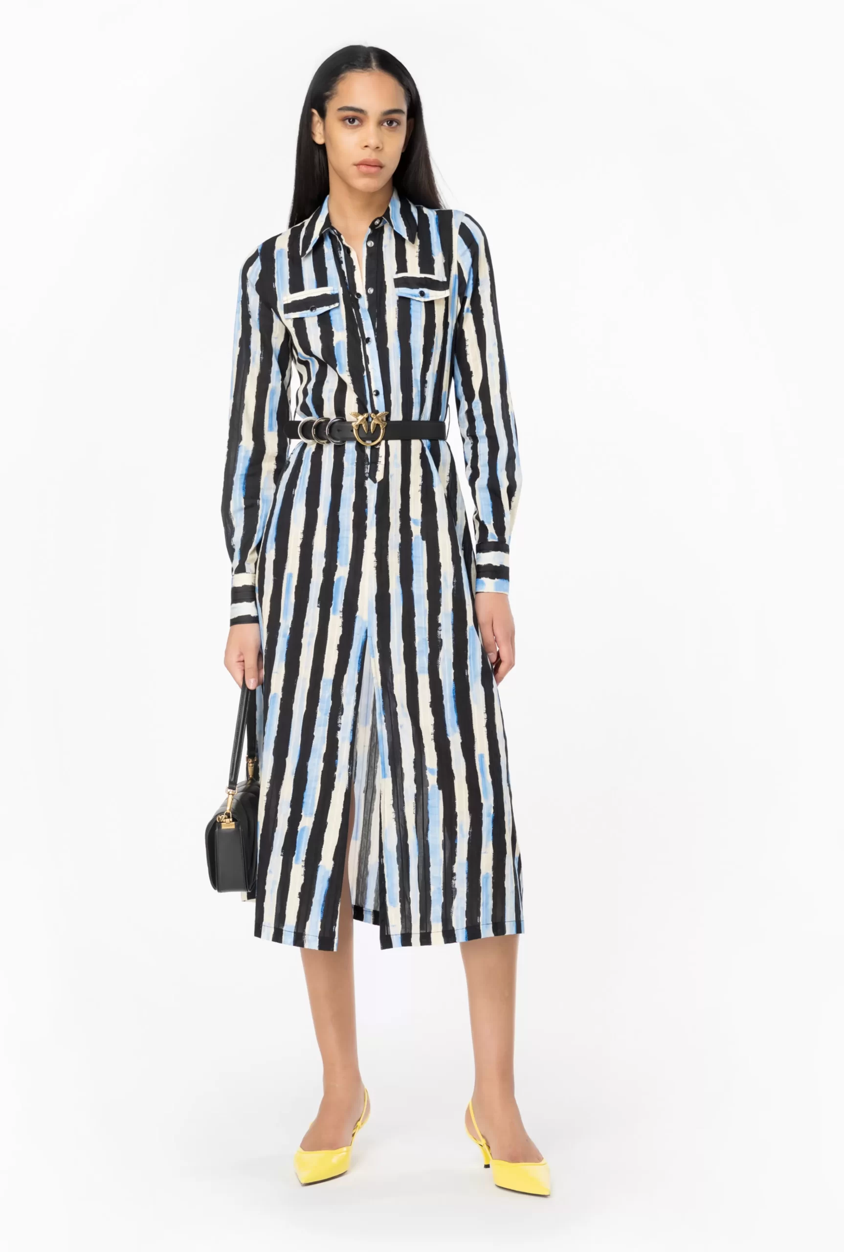 PINKO Shirt Dress With Paint-stripe Print New