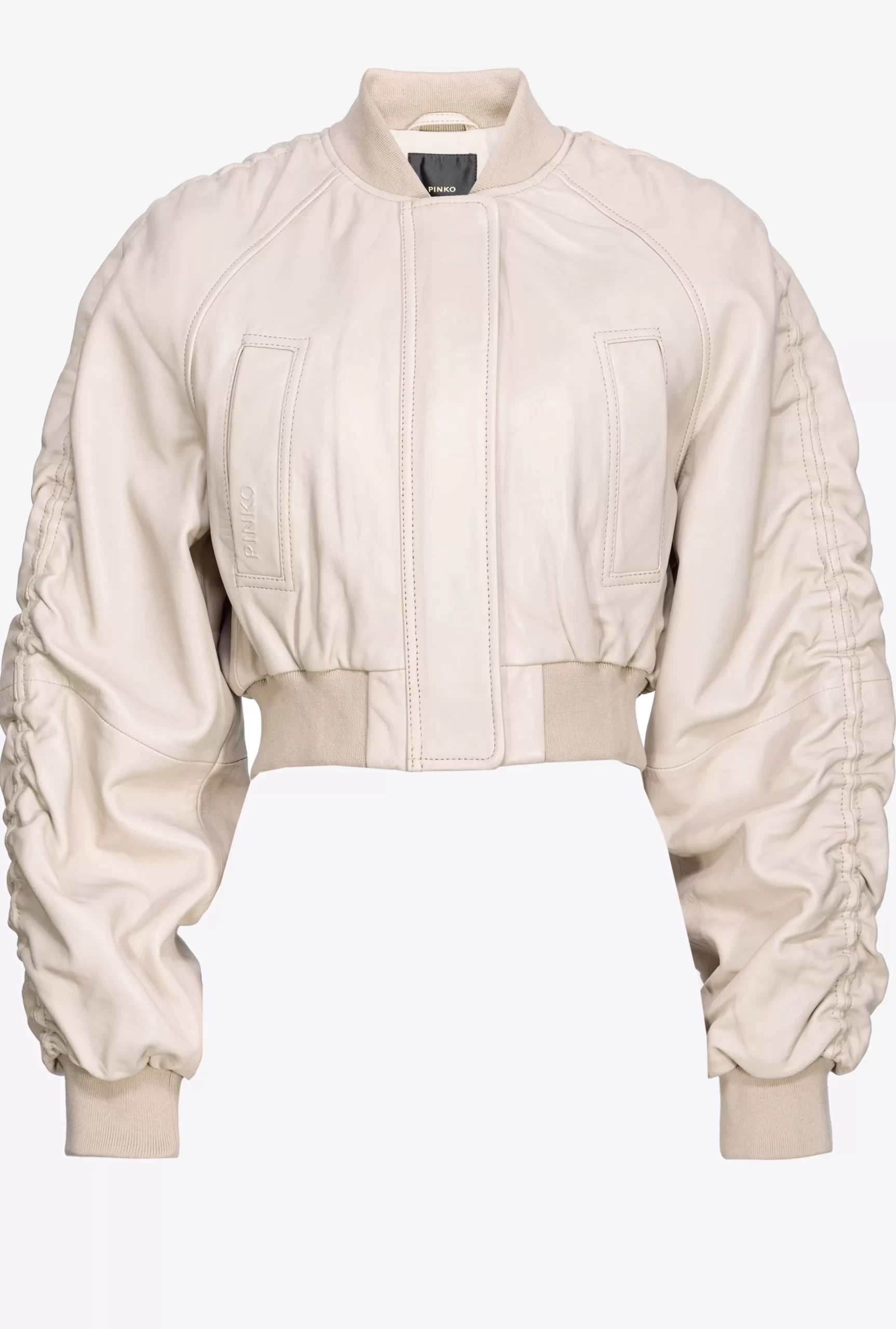 PINKO Short Nappa Leather Bomber Jacket Store