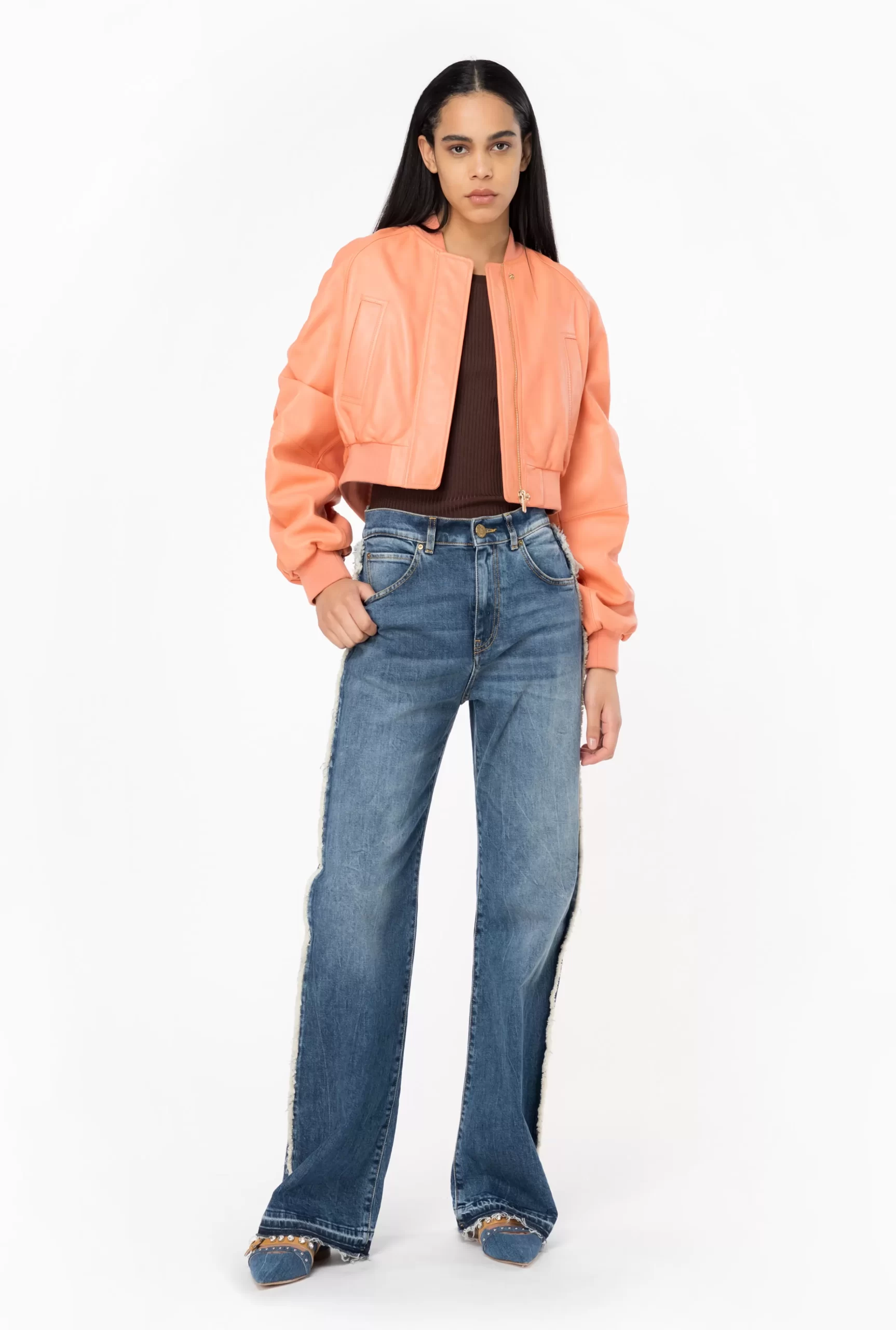 PINKO Short Nappa Leather Bomber Jacket Best Sale